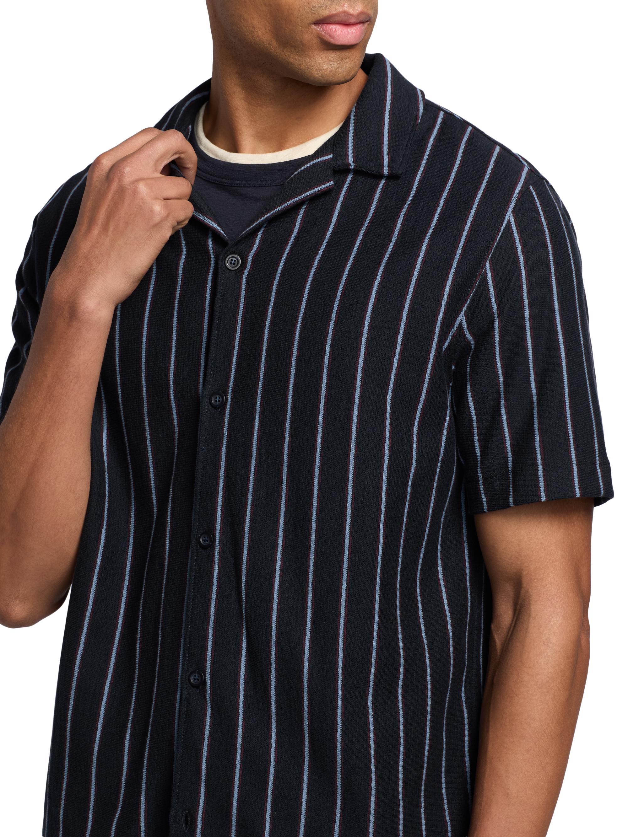 Vince Men's Striped Terry Cotton Cabana Shirt - Coastal Combo | Thumbnail 6