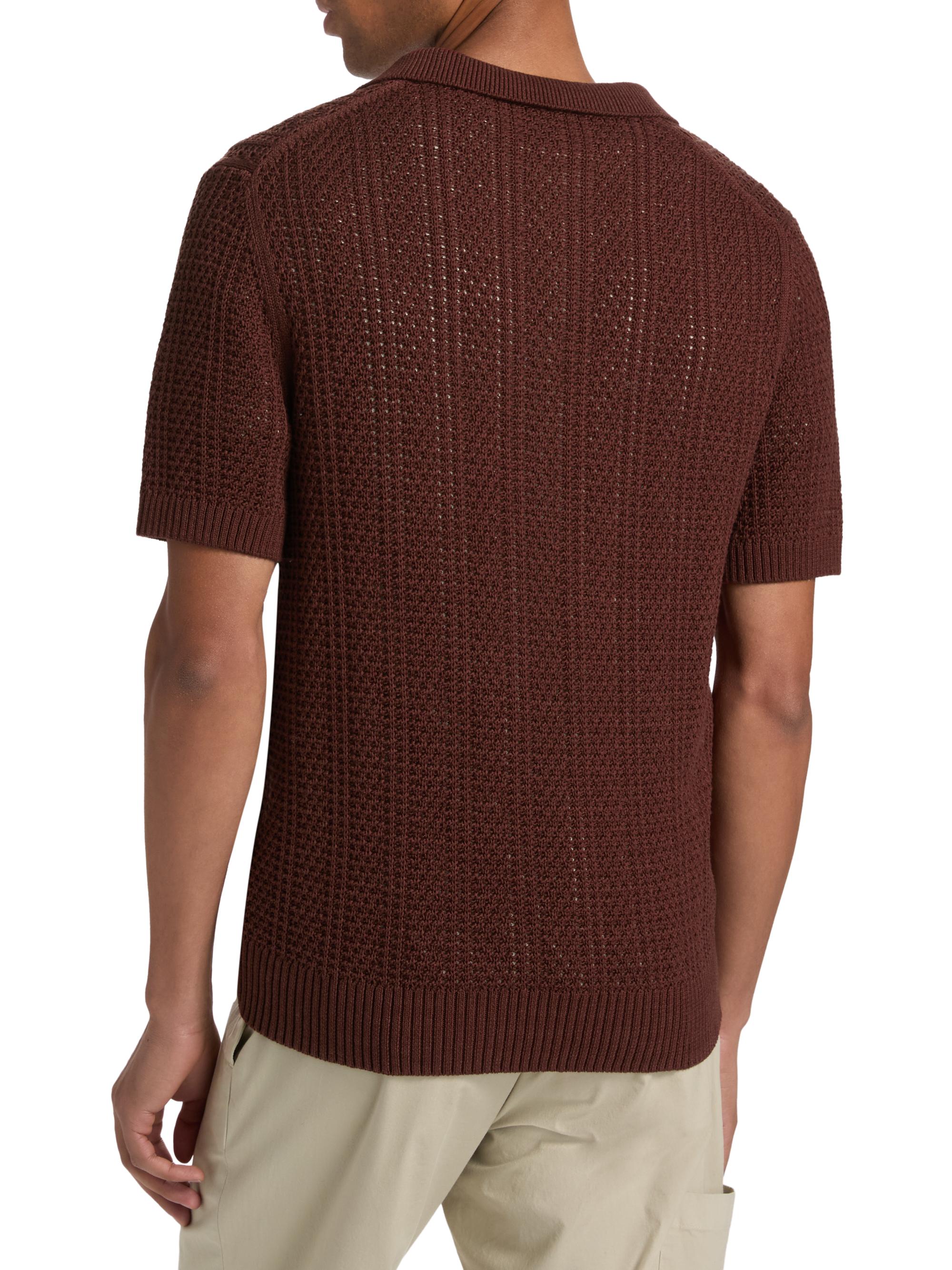 Vince Men's Seed-Stitch Ribbed Cotton Polo Shirt - Deep Satin | Thumbnail 5