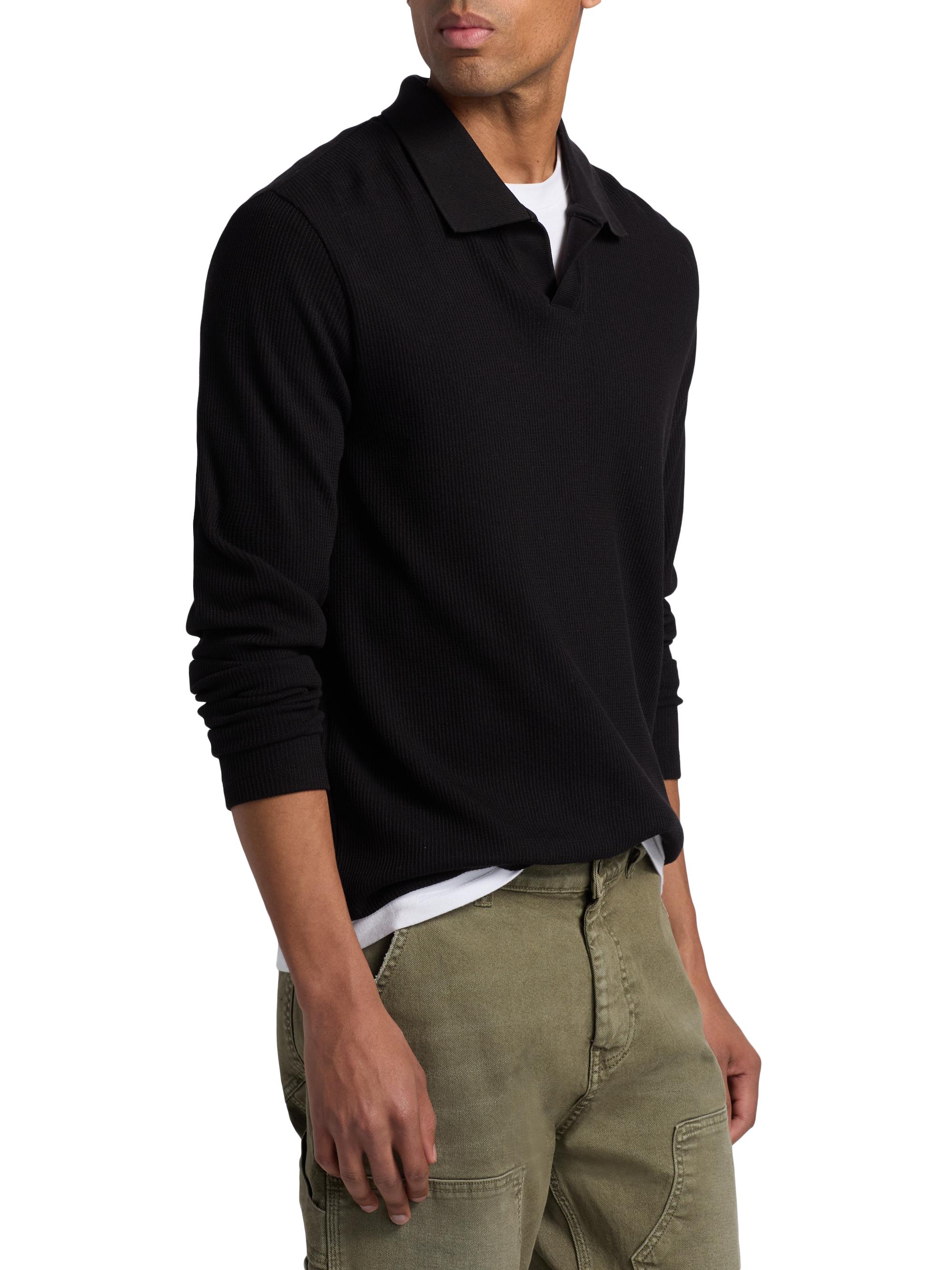 Vince Macro Rib-Knit Johnny Collar Shirt | Saks Fifth Avenue