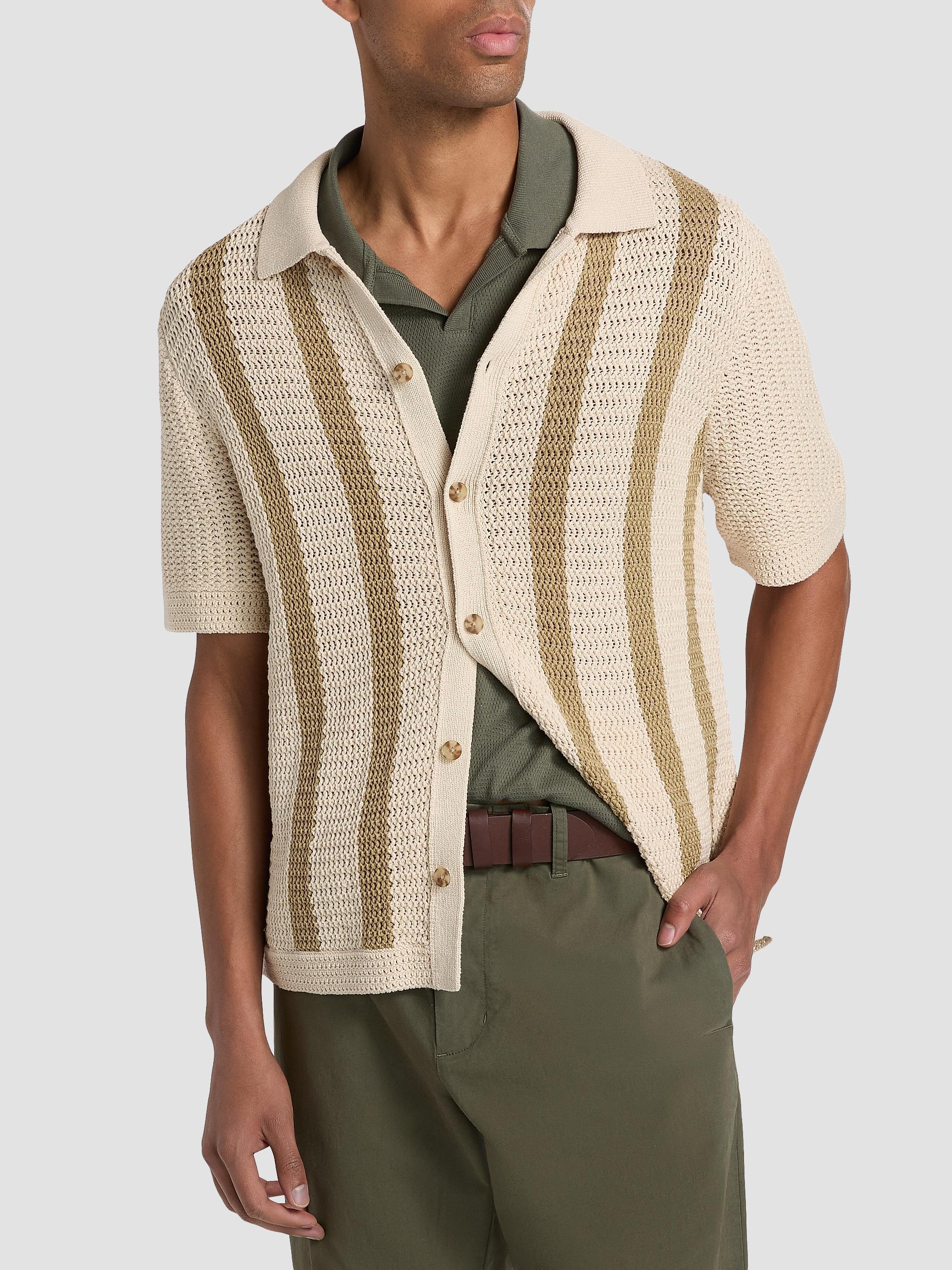 Vince Crochet Striped Cotton Shirt | Saks Fifth Avenue