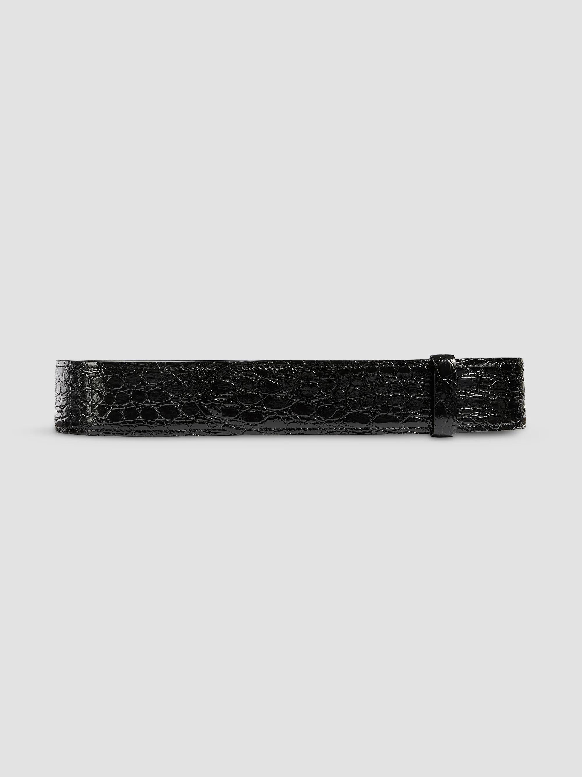 Khaite Women's Theo Croc-Embossed Leather Belt - Black - Size Small