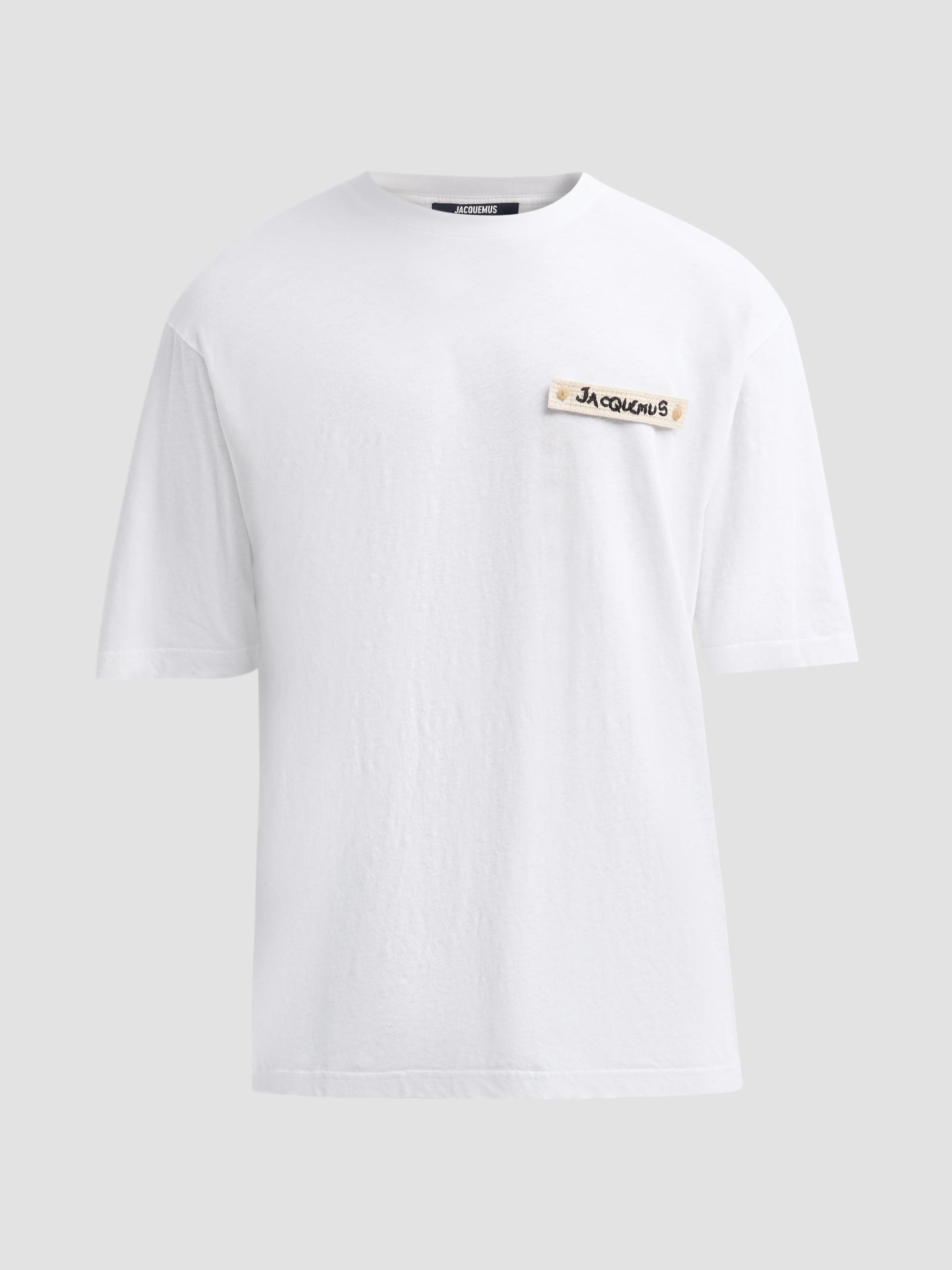 Jacquemus Men's Le T-Shirt Plage - Beige Knitted Patch White | Thumbnail 6