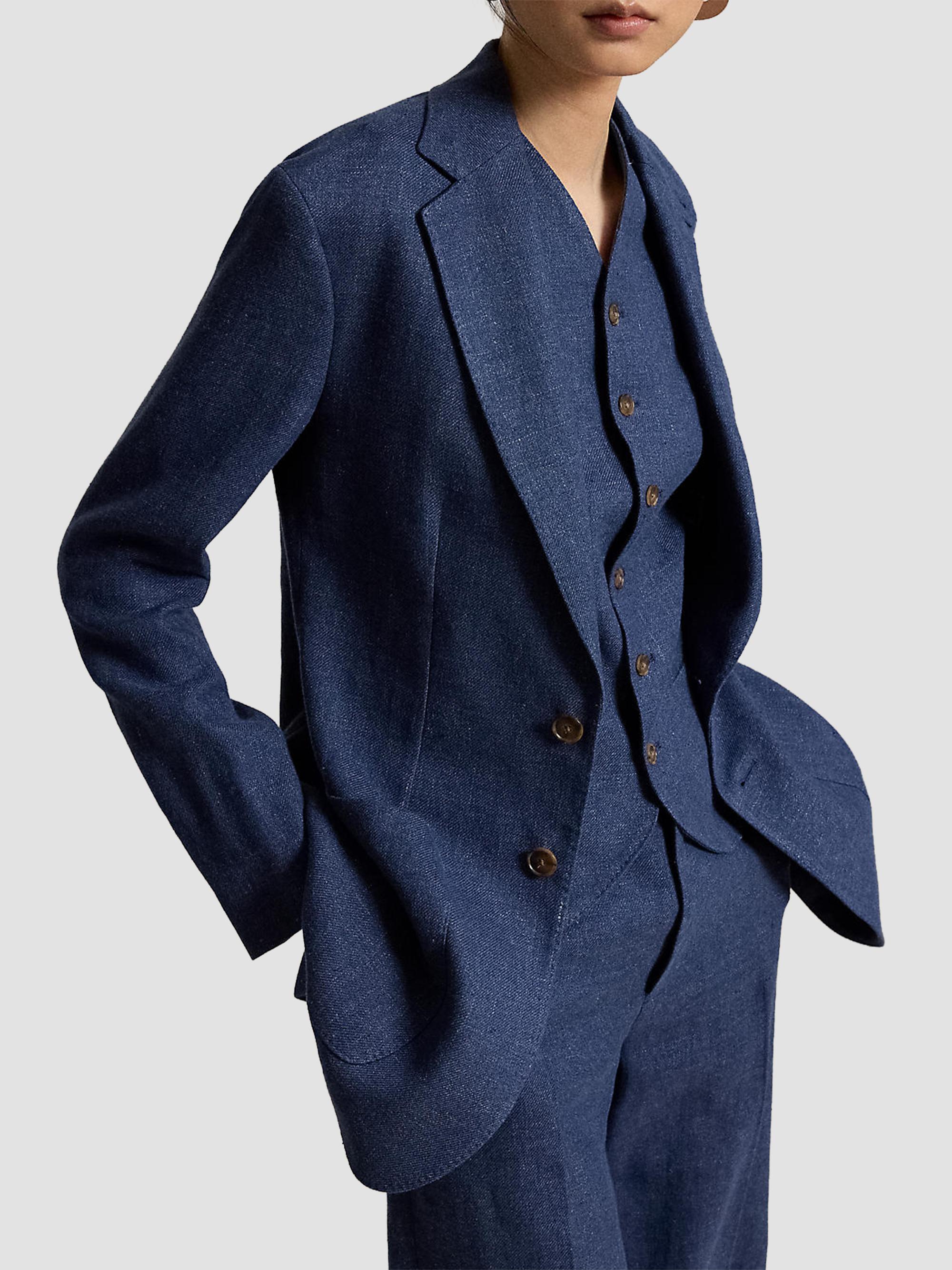 Polo Ralph Lauren Women's Single-Breasted Linen-Cotton Blazer - Blue Melange | Thumbnail 5
