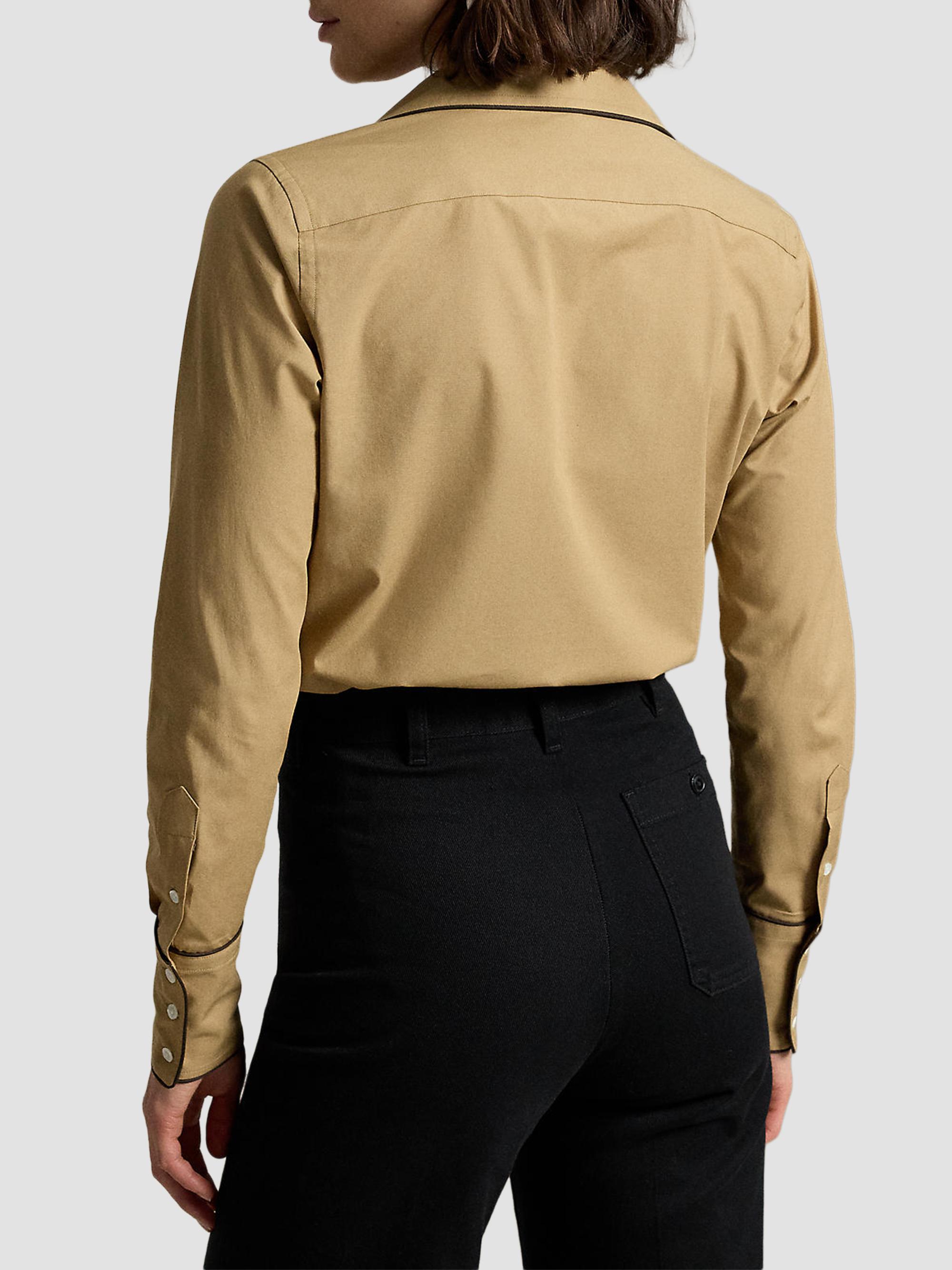 Polo Ralph Lauren Women's Slim-Fit Stretch Cotton Button-Front Shirt - Cafe Tan | Thumbnail 3