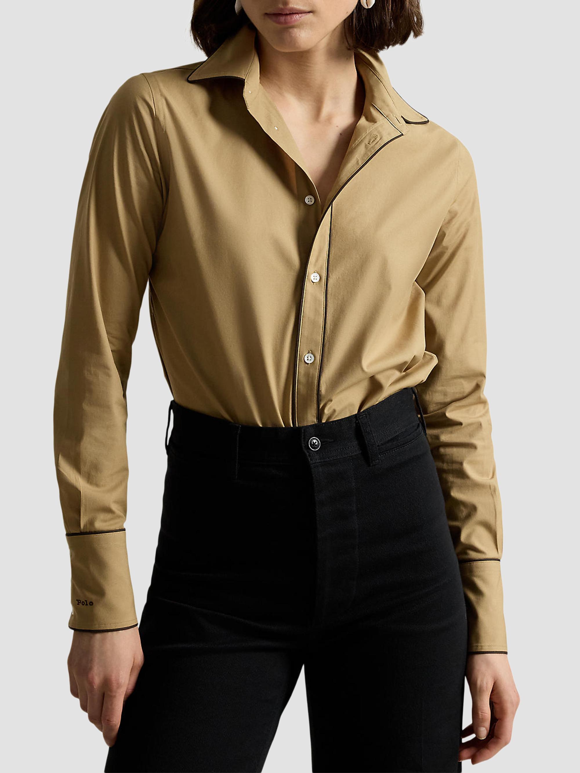 Polo Ralph Lauren Women's Slim-Fit Stretch Cotton Button-Front Shirt - Cafe Tan | Thumbnail 4