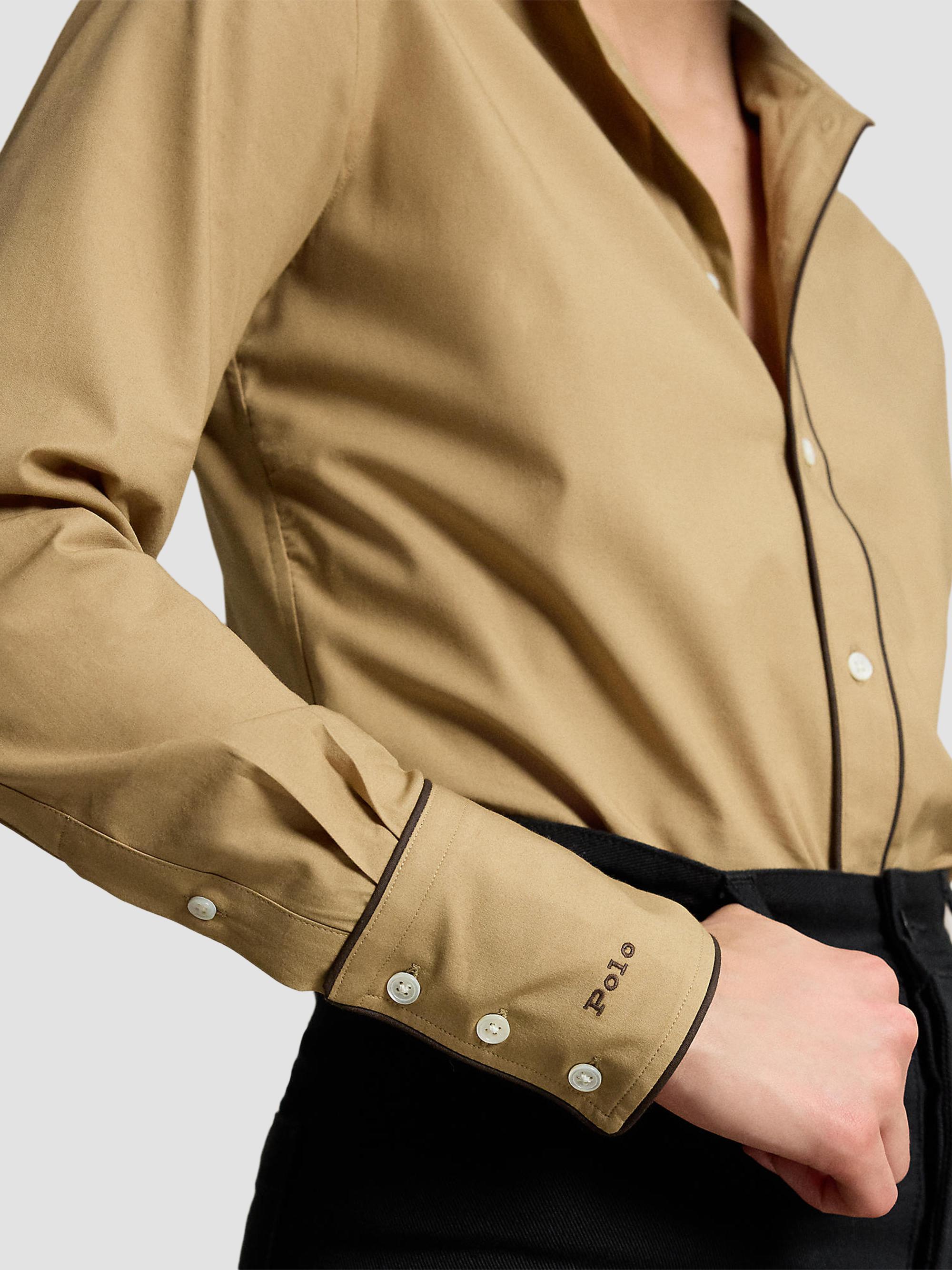 Polo Ralph Lauren Women's Slim-Fit Stretch Cotton Button-Front Shirt - Cafe Tan | Thumbnail 5