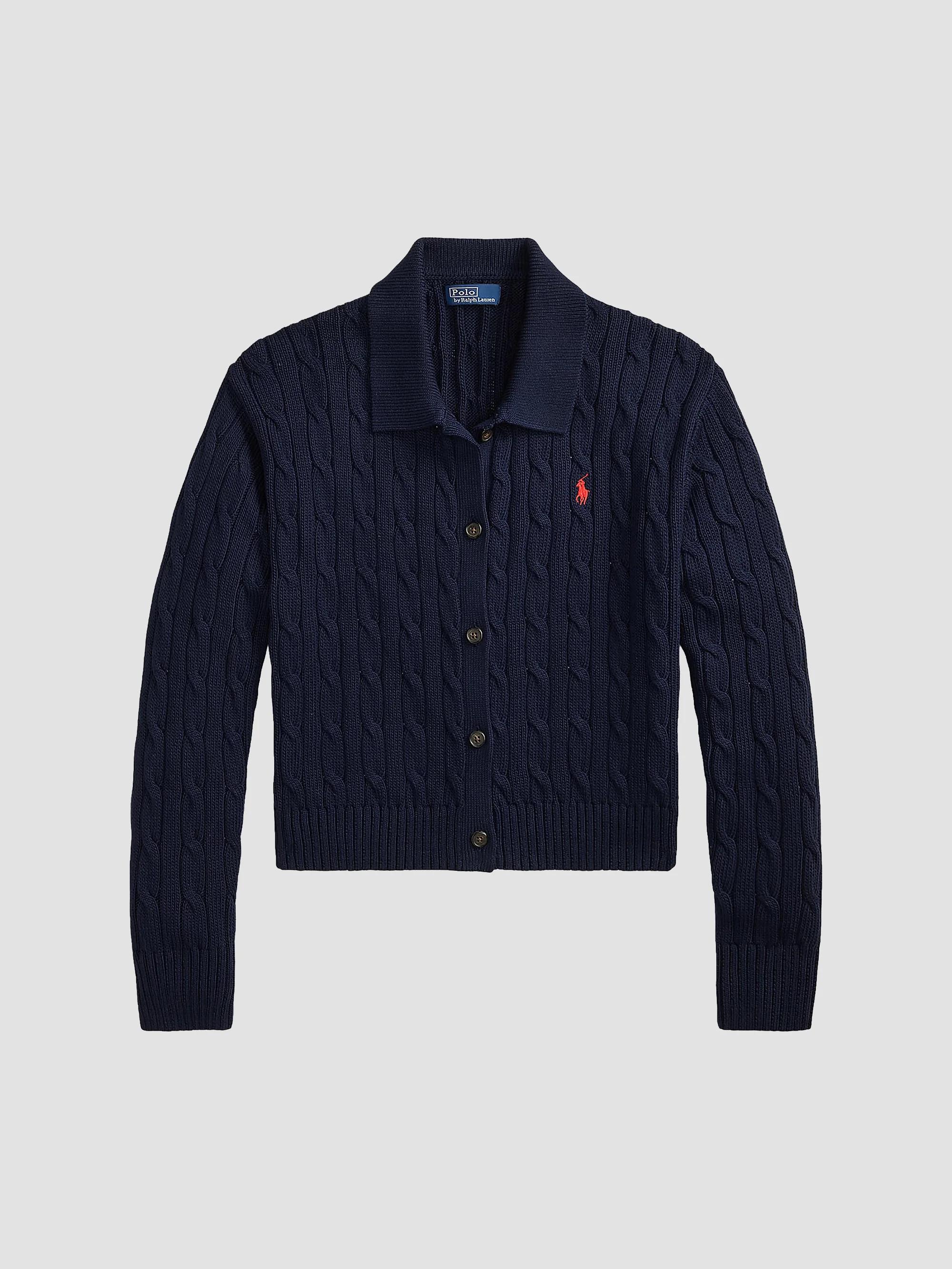 Polo Ralph Lauren Striped Cropped Cable-Knit Cardigan | Saks Fifth