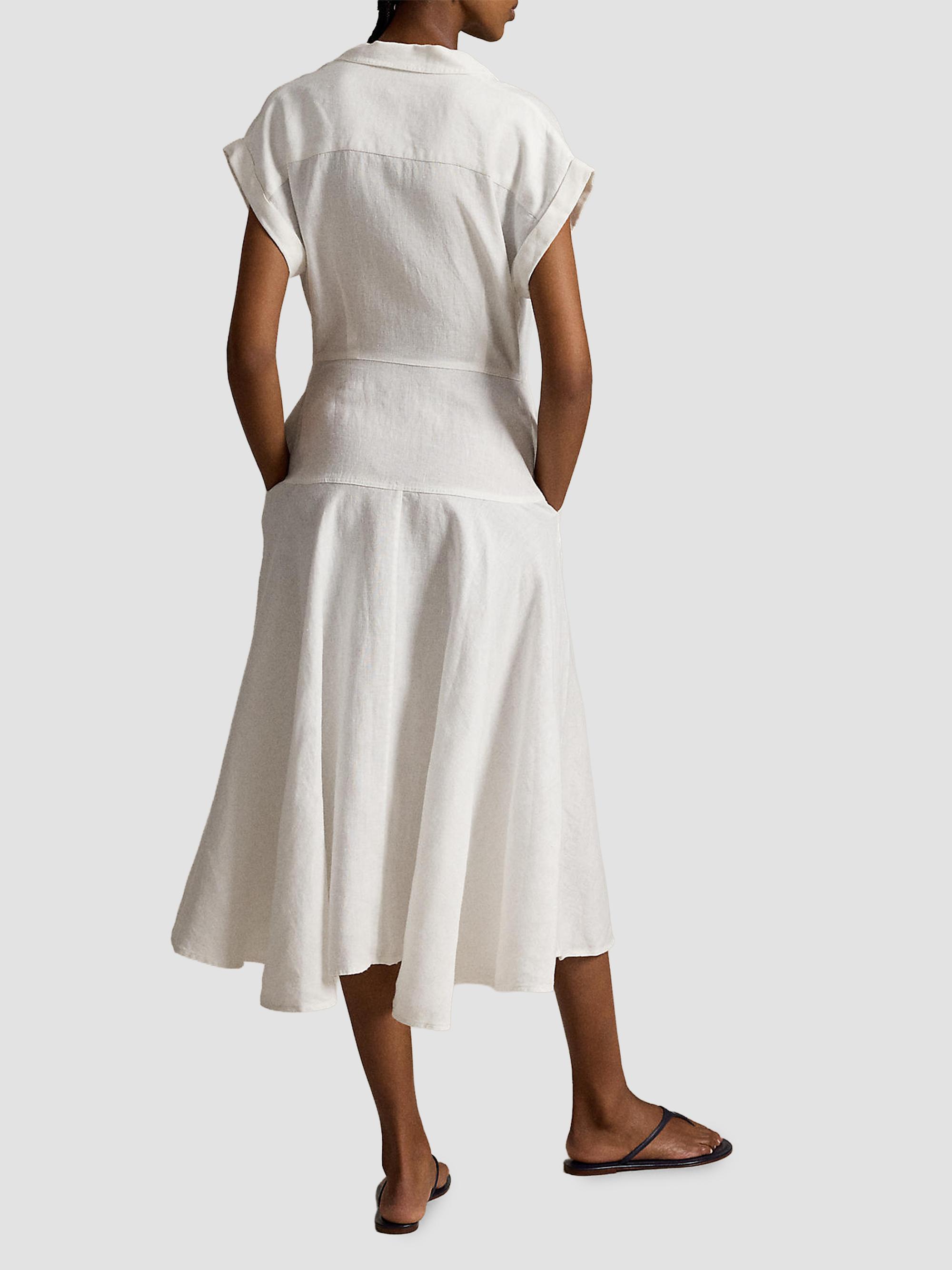 Polo Ralph Lauren Women's Linen Short-Sleeve Midi Shirtdress - White | Thumbnail 3