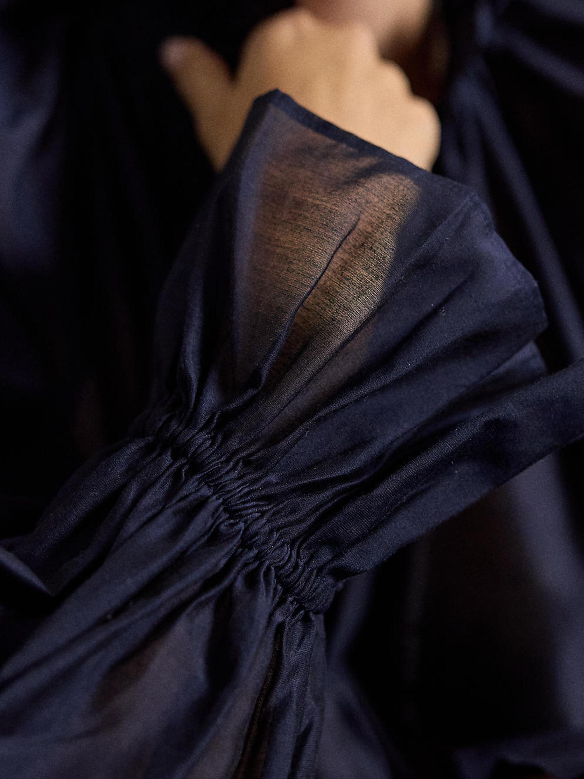 Polo Ralph Lauren Women's Cotton-Silk Organdy Ruffle Blouse - Hunter Navy | Thumbnail 5