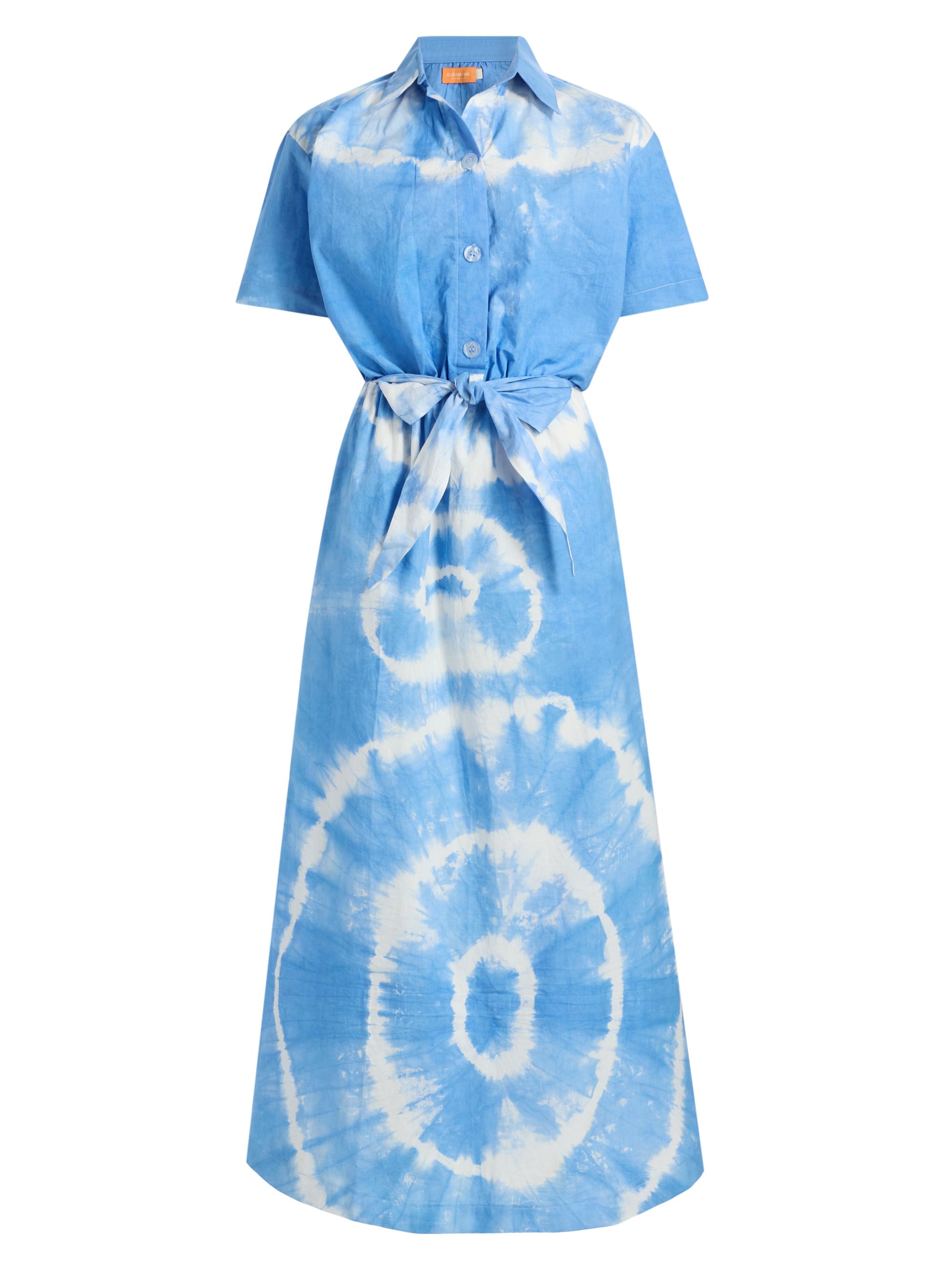 Elisamama Women's Toki Tie-Dye Midi-Shirtdress - Light Blue Tie Dye