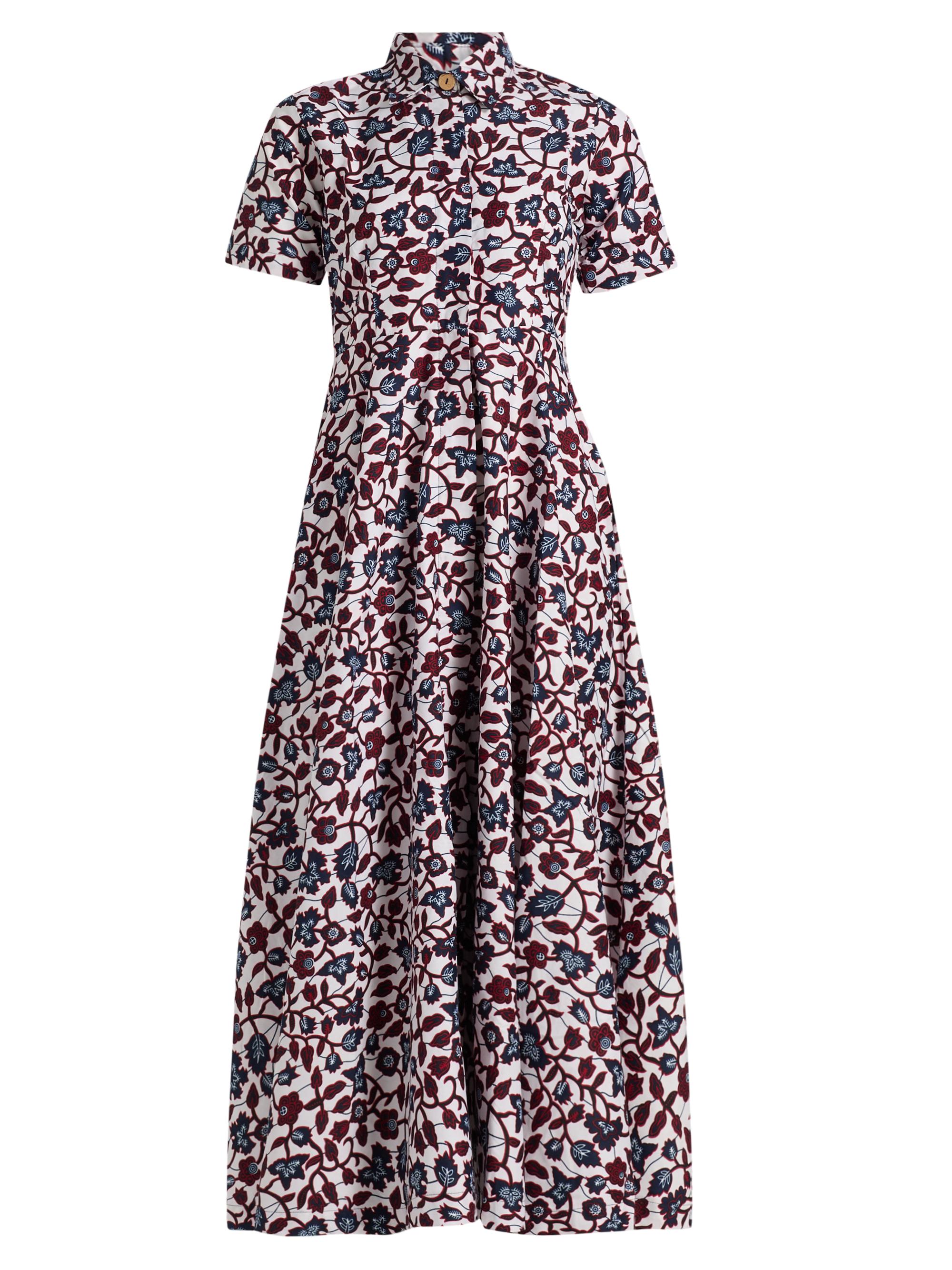 Elisamama Women's Feyi Cotton Midi-Shirtdress - Red Blue Vines