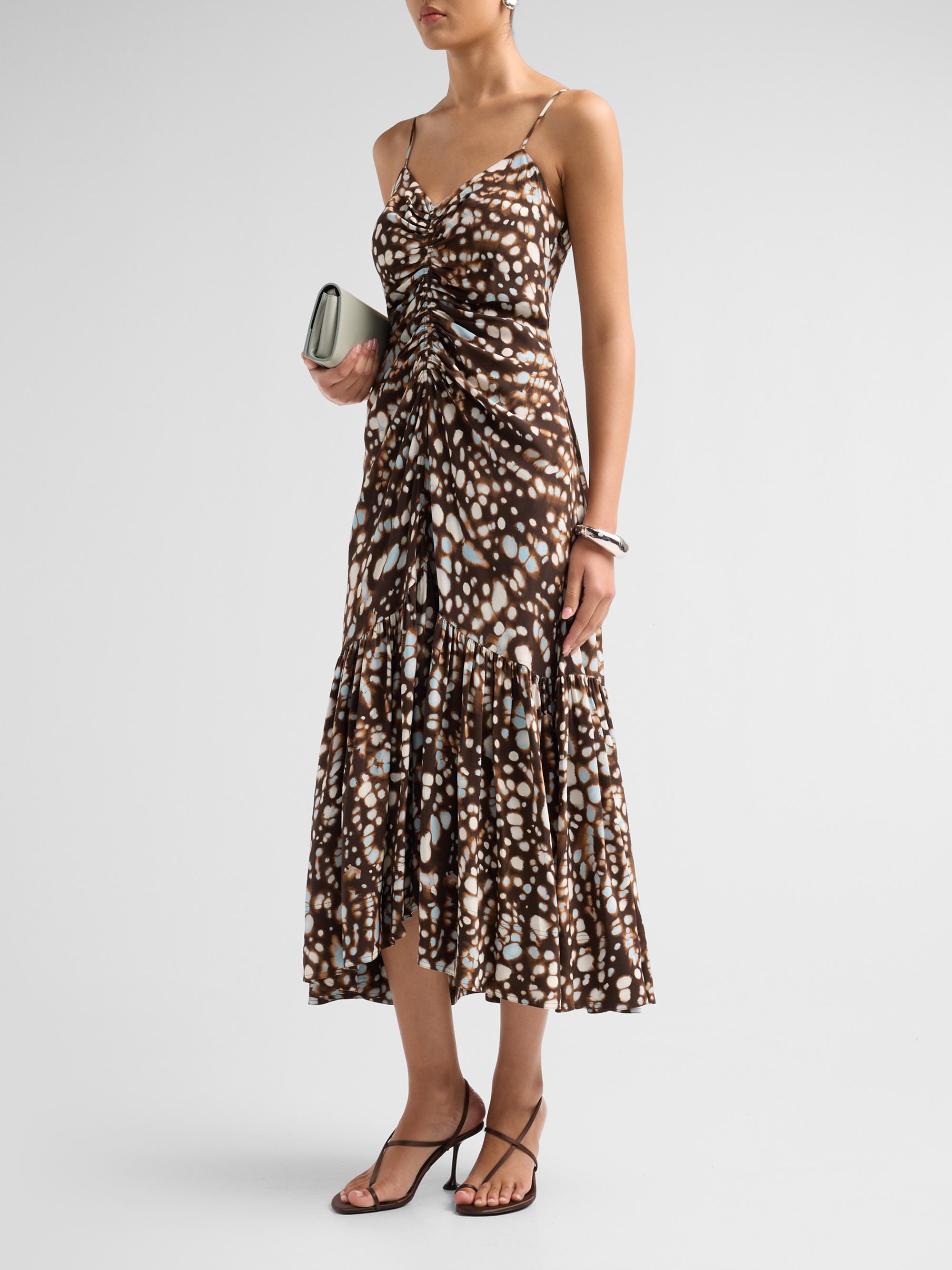 A.L.C. Women's Lindsey Gathered Speckled Midi Dress - Ganache Multi | Thumbnail 4