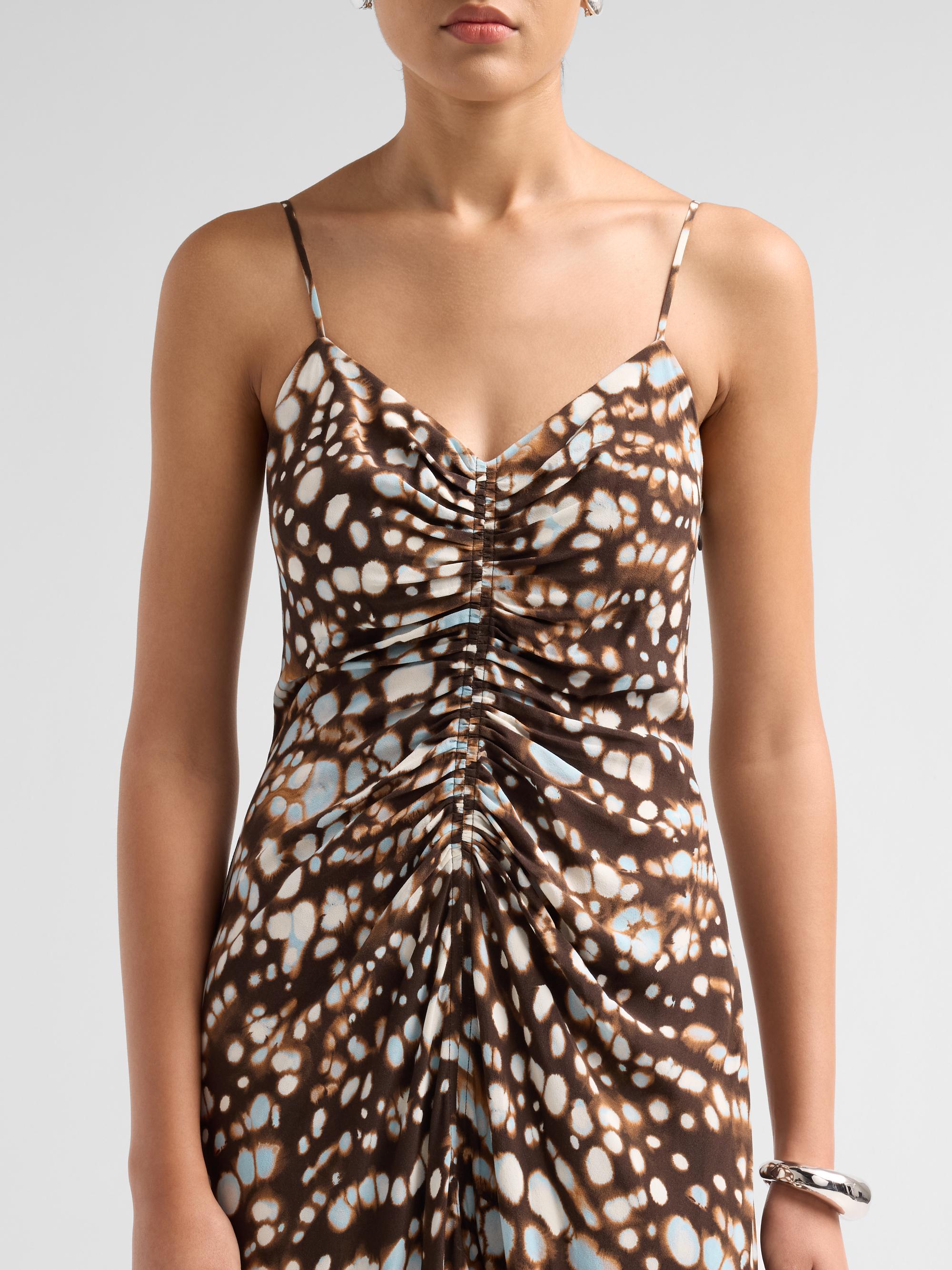 A.L.C. Women's Lindsey Gathered Speckled Midi Dress - Ganache Multi | Thumbnail 5