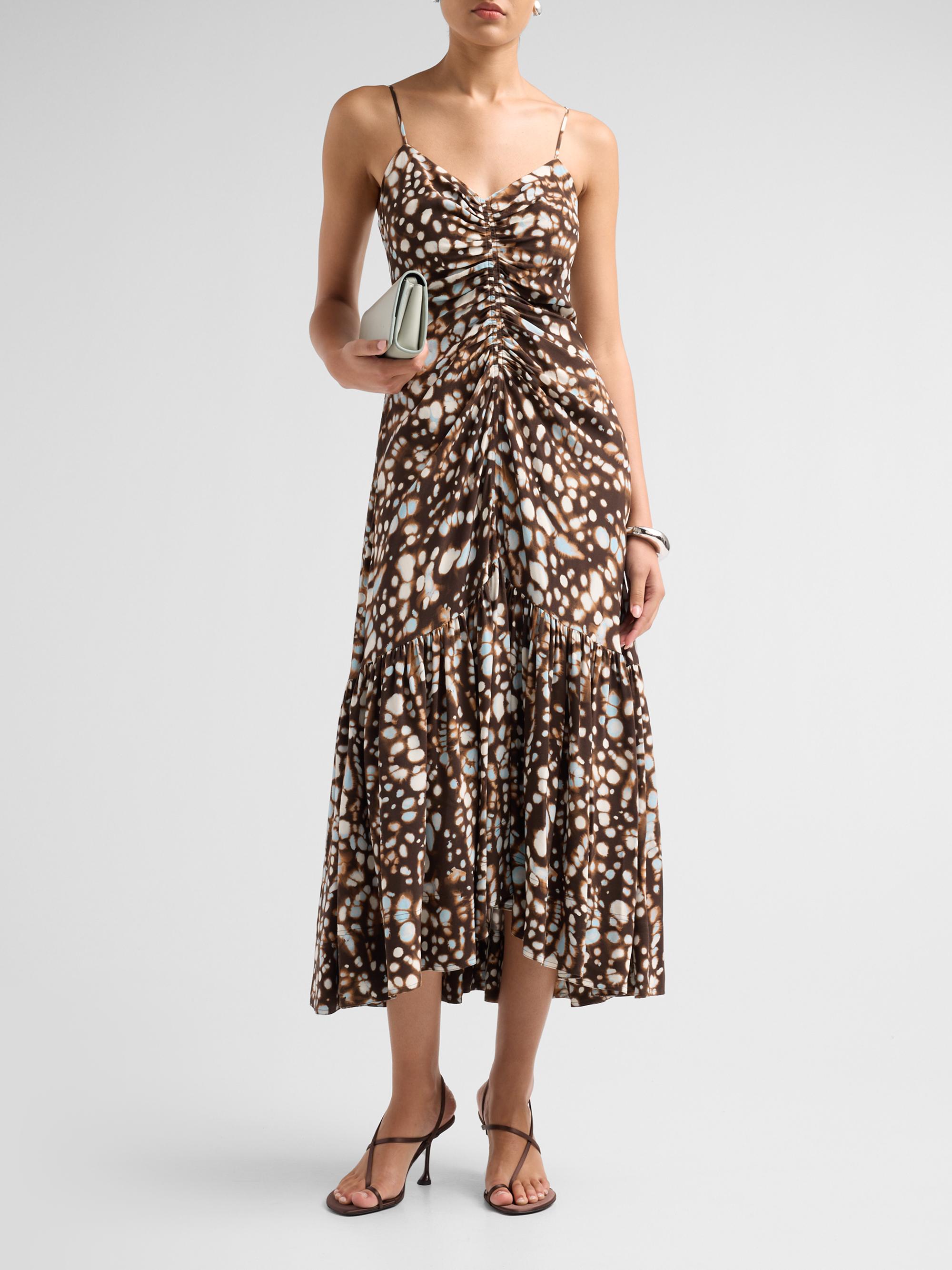 A.L.C. Women's Lindsey Gathered Speckled Midi Dress - Ganache Multi | Thumbnail 2