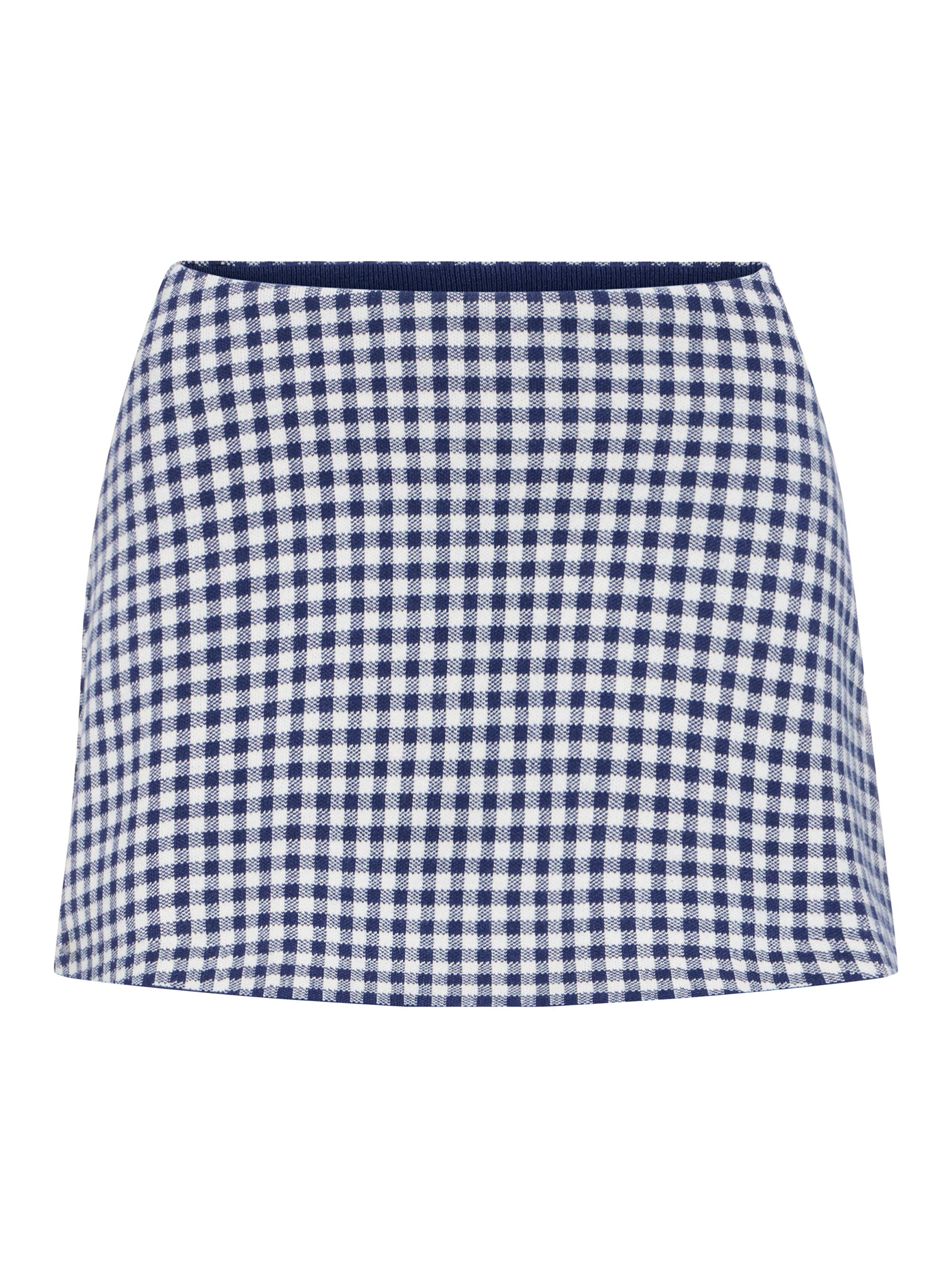 Good American Women's The Keepsake Gingham Skort - Navy Gingham