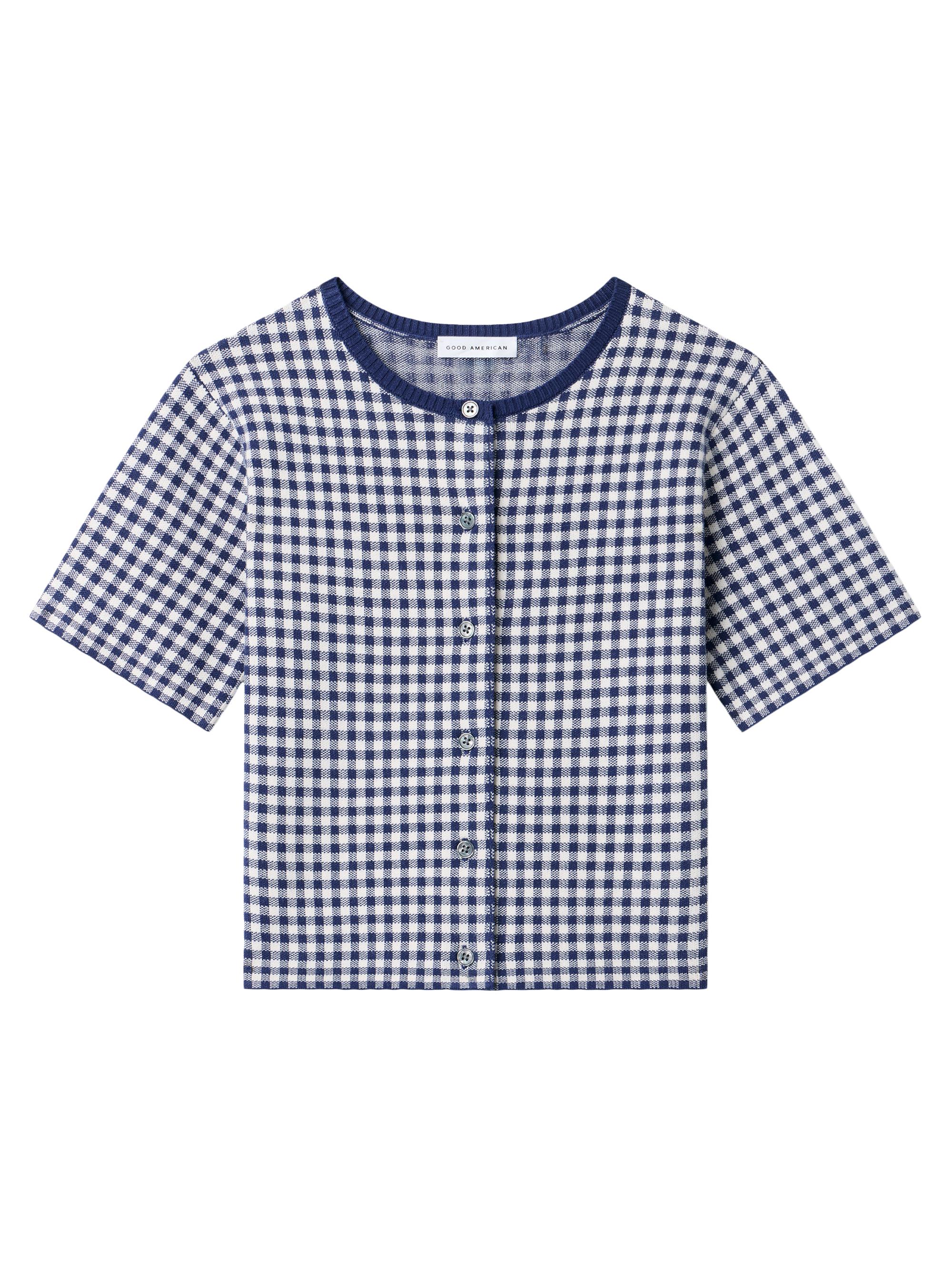 Good American Women's The Keepsake Cardigan - Navy Gingham