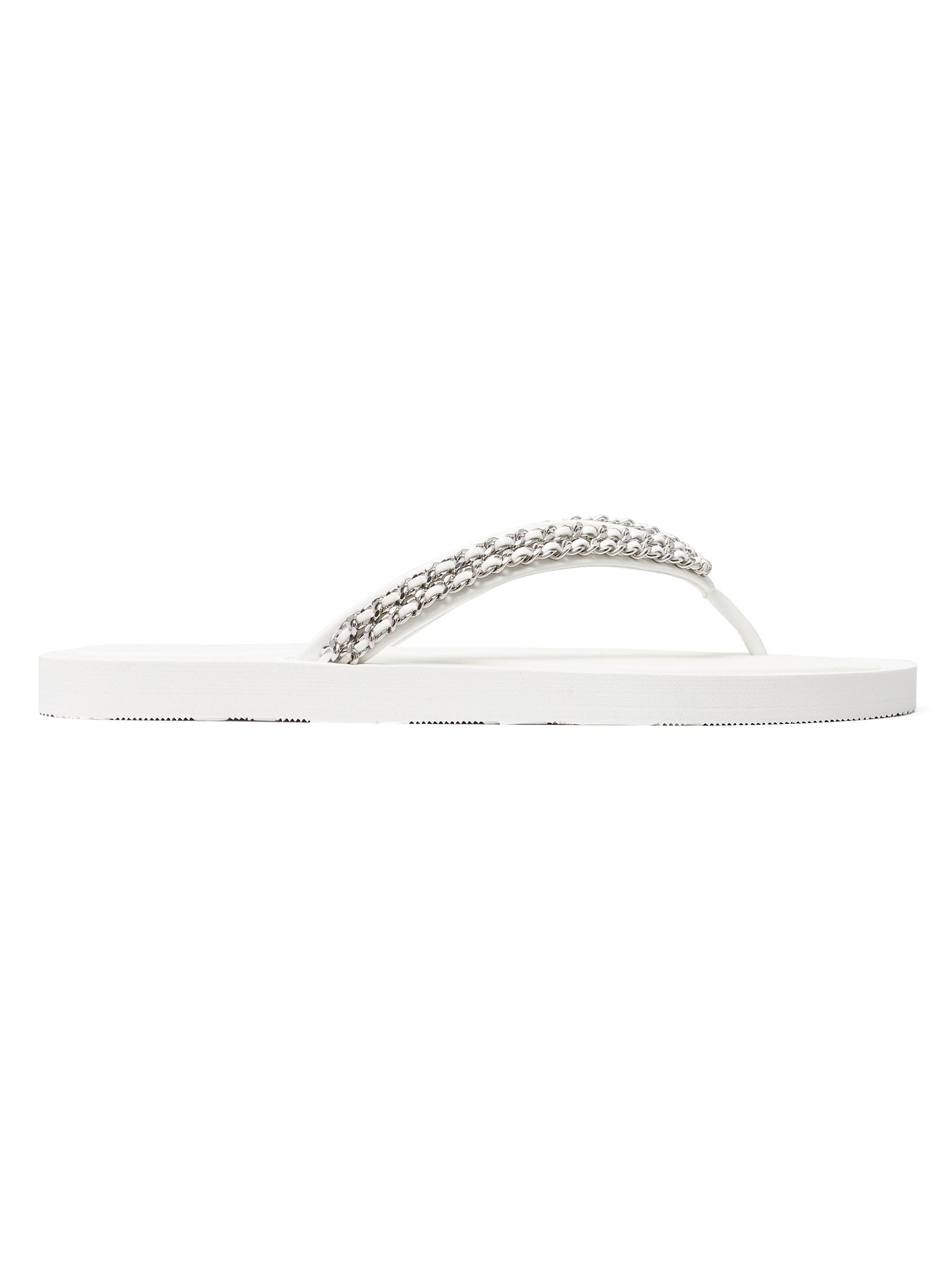 Tory Burch Women's Kira Chain Leather Flip-Flops - Bianco Laredo | Thumbnail 5