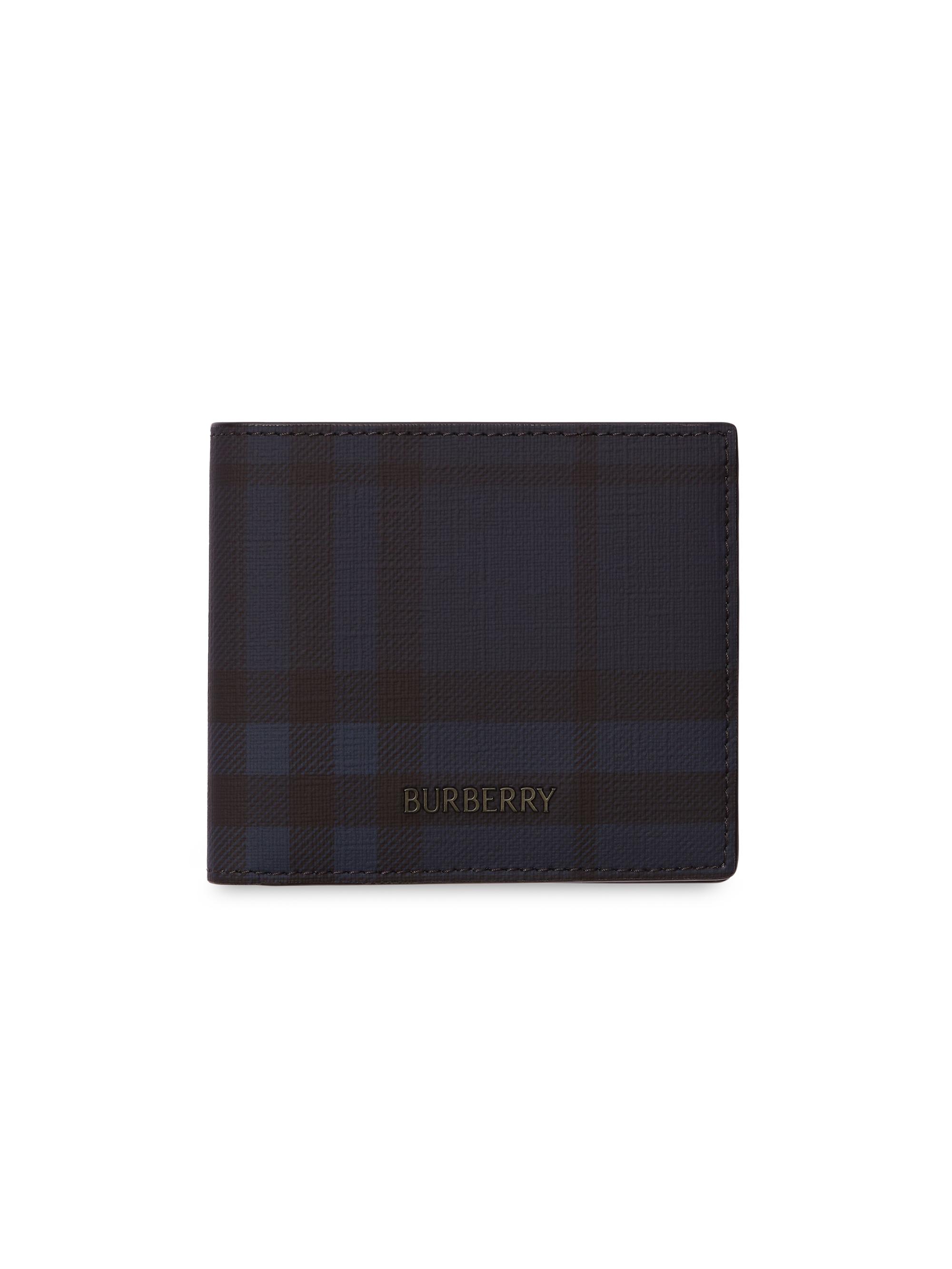 Burberry Men's City Check Bifold Wallet - Navy - Women's Clothing