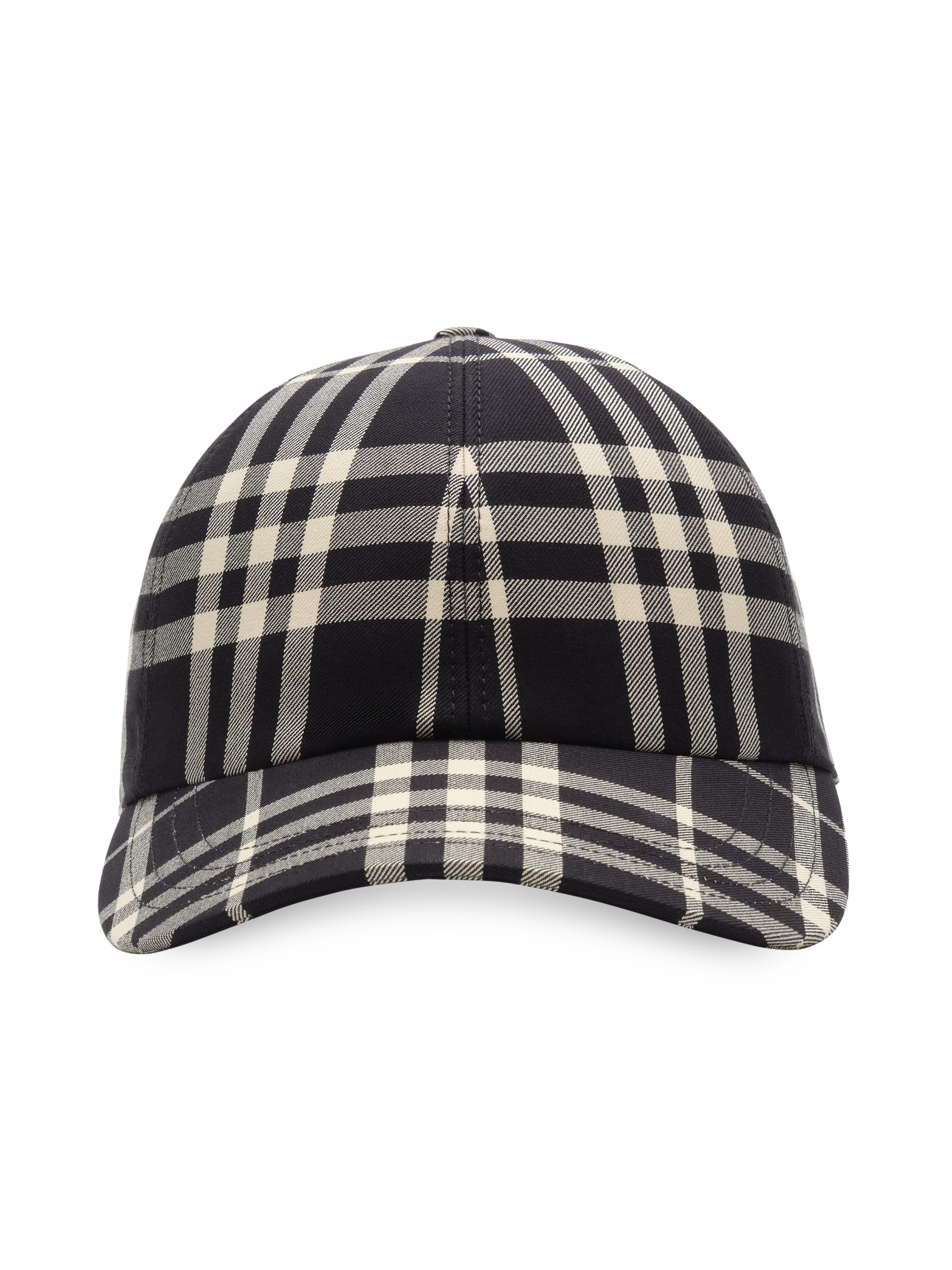 Burberry Men's Checked Cotton Baseball Cap - Black Calico