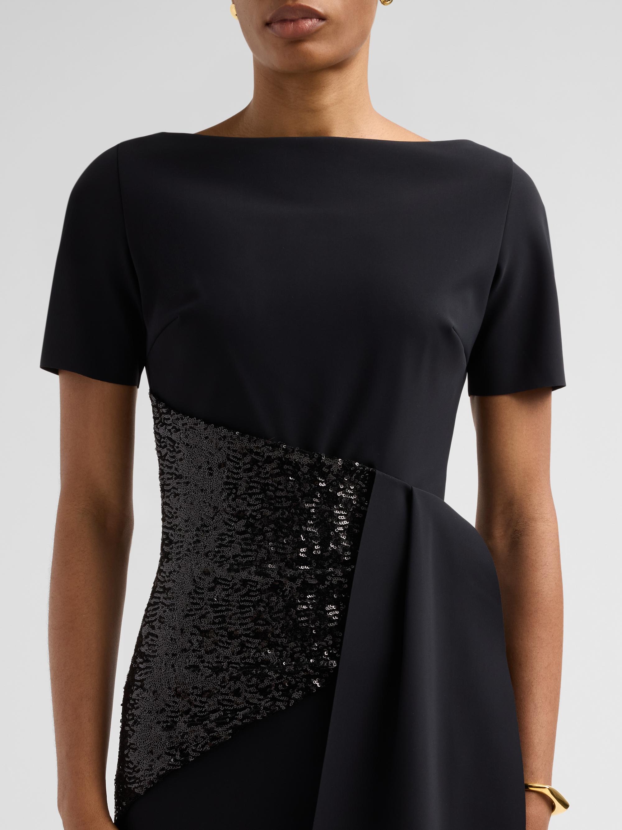 Chiara Boni La Petite Robe Women's Sedva Sequin-Embellished Sheath Midi Dress - Black | Thumbnail 5