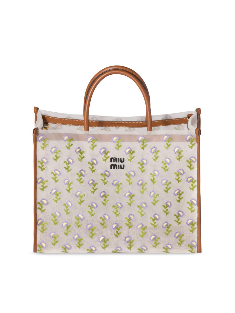 Miu Miu Embroidered Mesh Shopping Bag | Saks Fifth Avenue