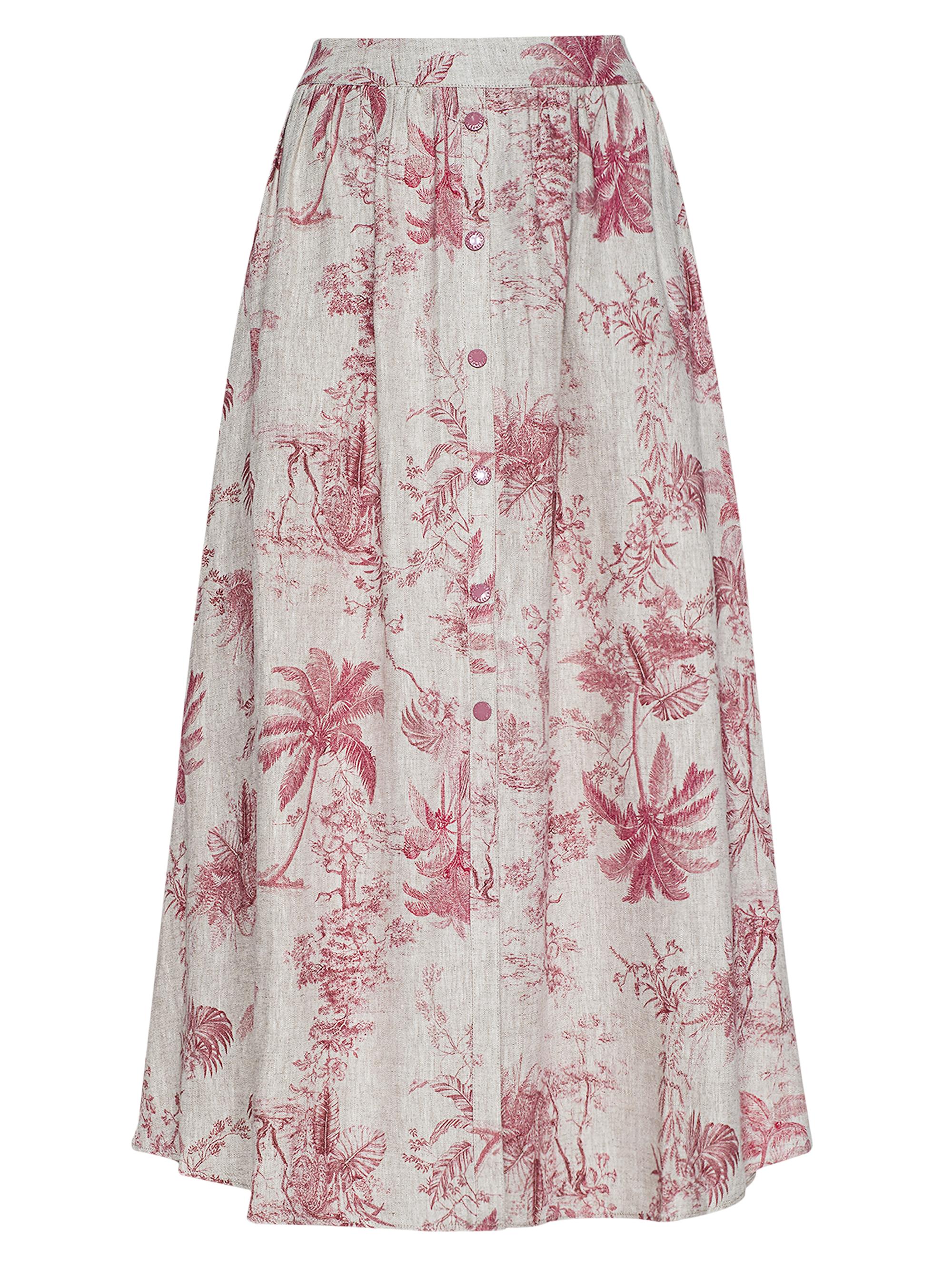 L'AGENCE Women's Seina Floral Linen Midi-Skirt - Tan Textured Jungle