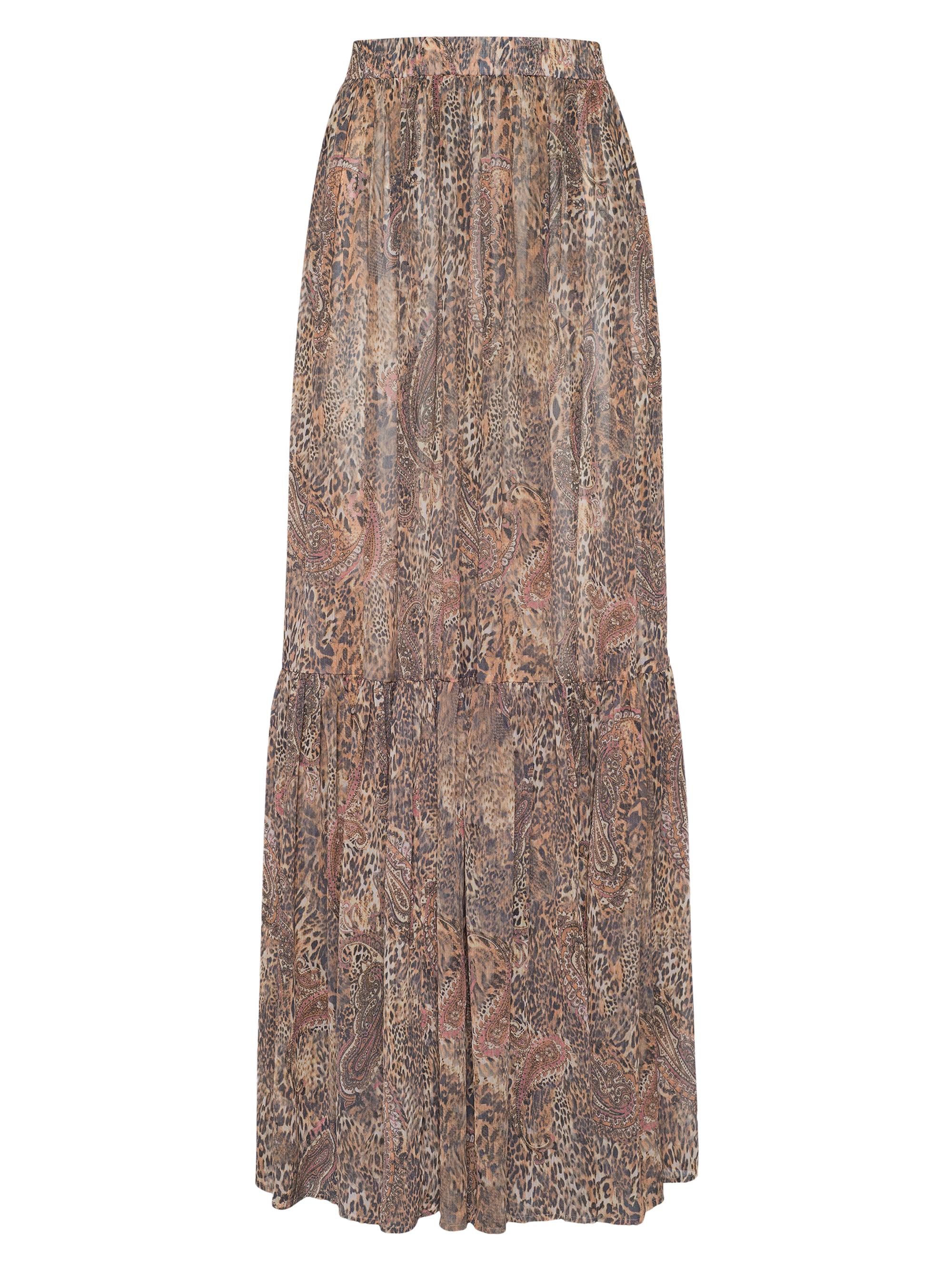 L'AGENCE Women's Ursie Printed Maxi Skirt - Tan Valencia Leopard