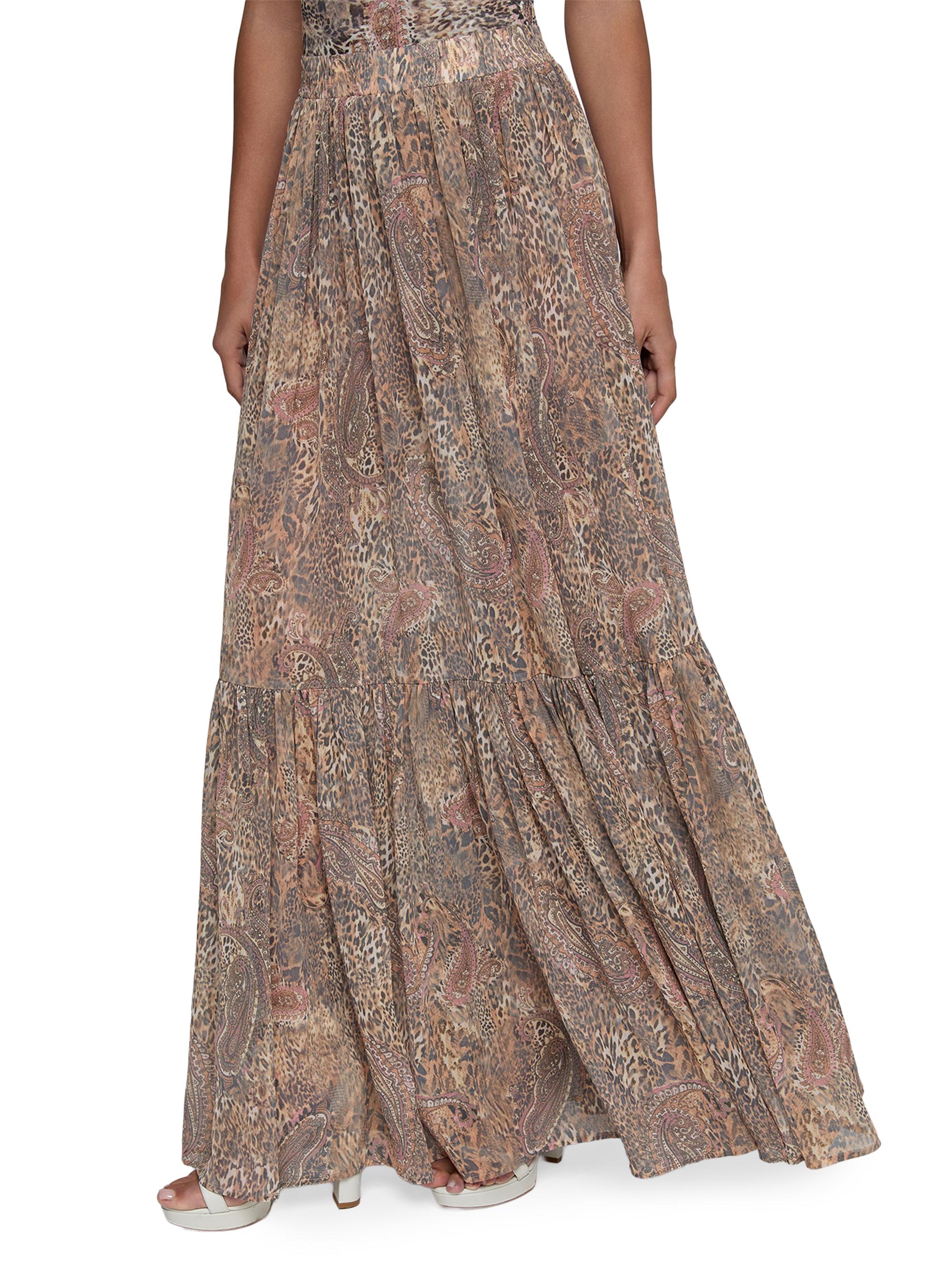 L'AGENCE Women's Ursie Printed Maxi Skirt - Tan Valencia Leopard | Thumbnail 4