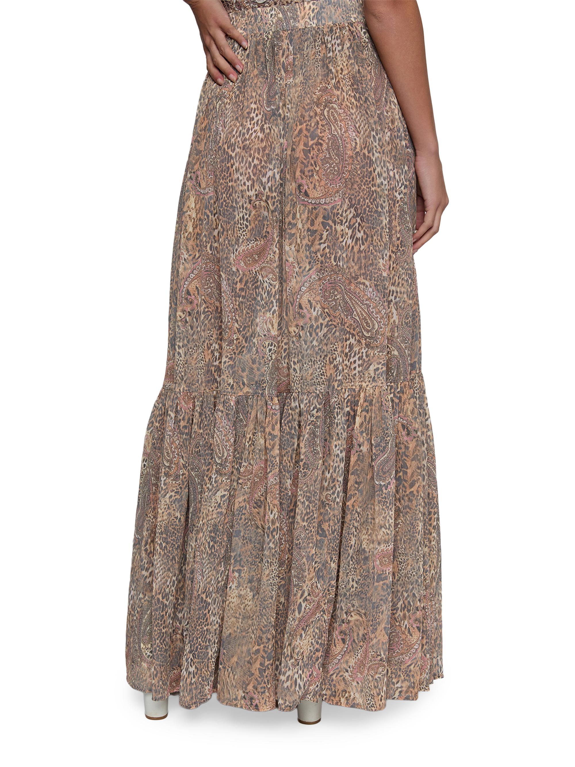 L'AGENCE Women's Ursie Printed Maxi Skirt - Tan Valencia Leopard | Thumbnail 5