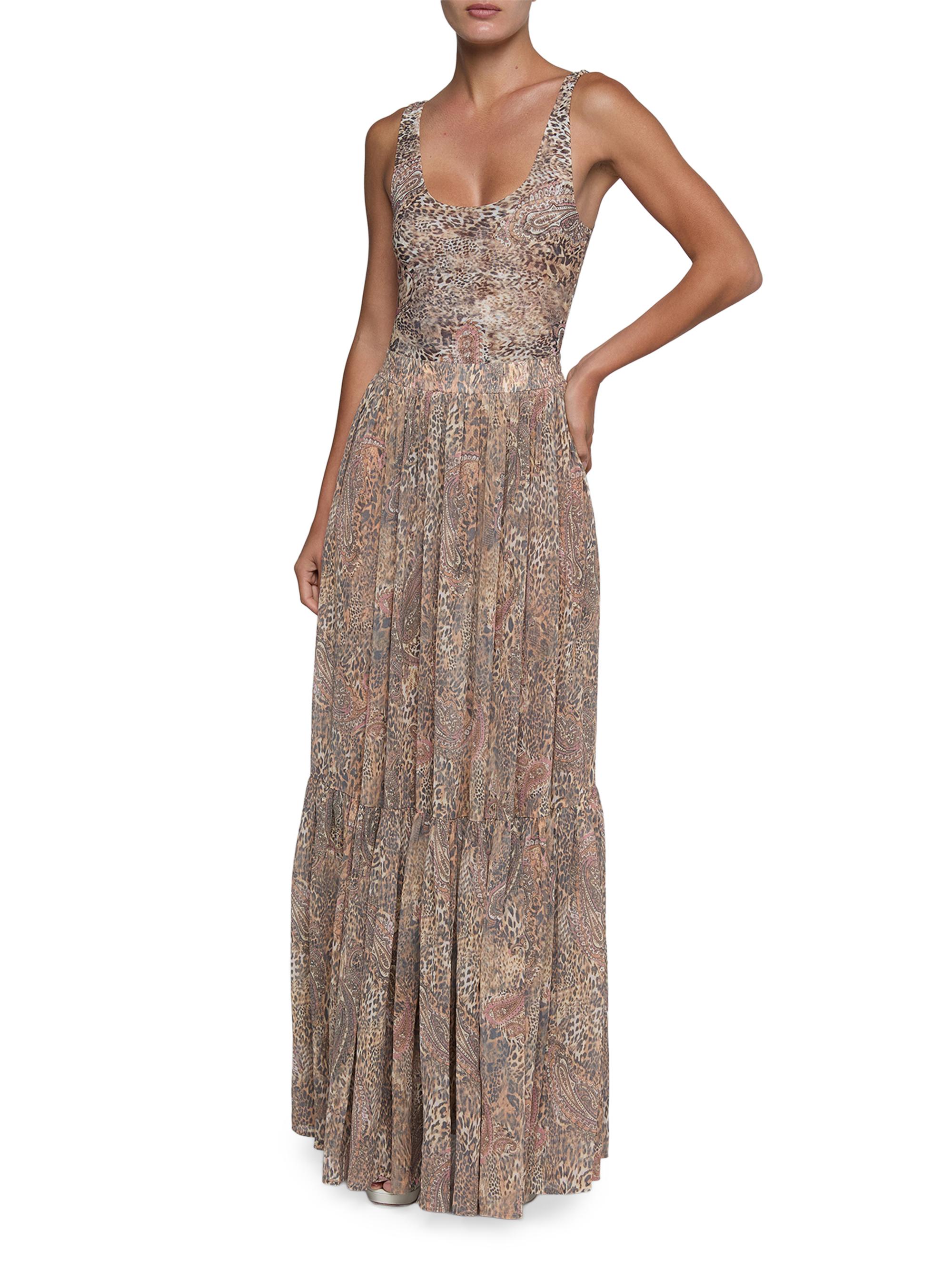 L'AGENCE Women's Ursie Printed Maxi Skirt - Tan Valencia Leopard | Thumbnail 2