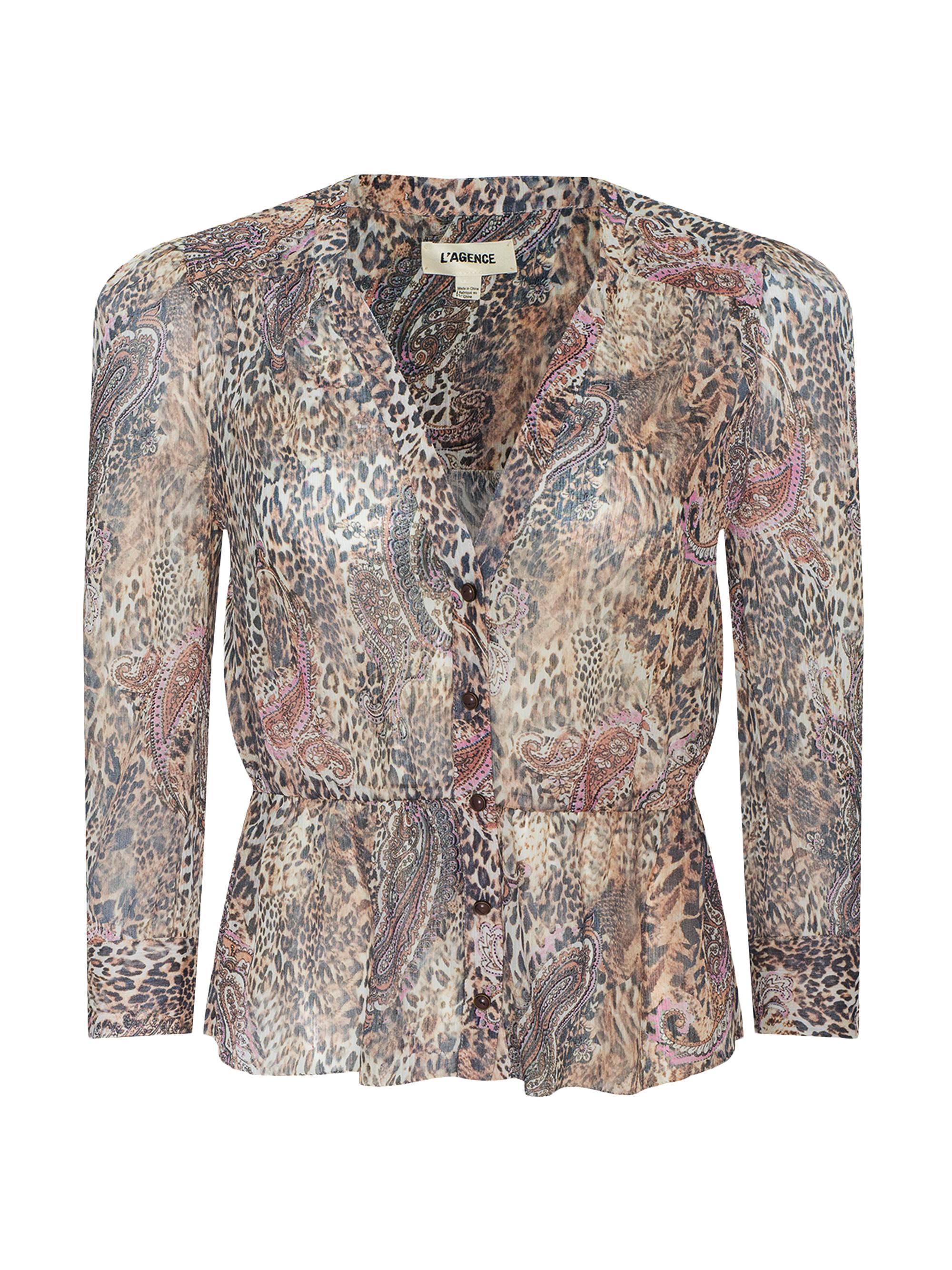 L'AGENCE Women's Suri Animal-Print Shirt - Tan Valencia Leopard | Thumbnail 6