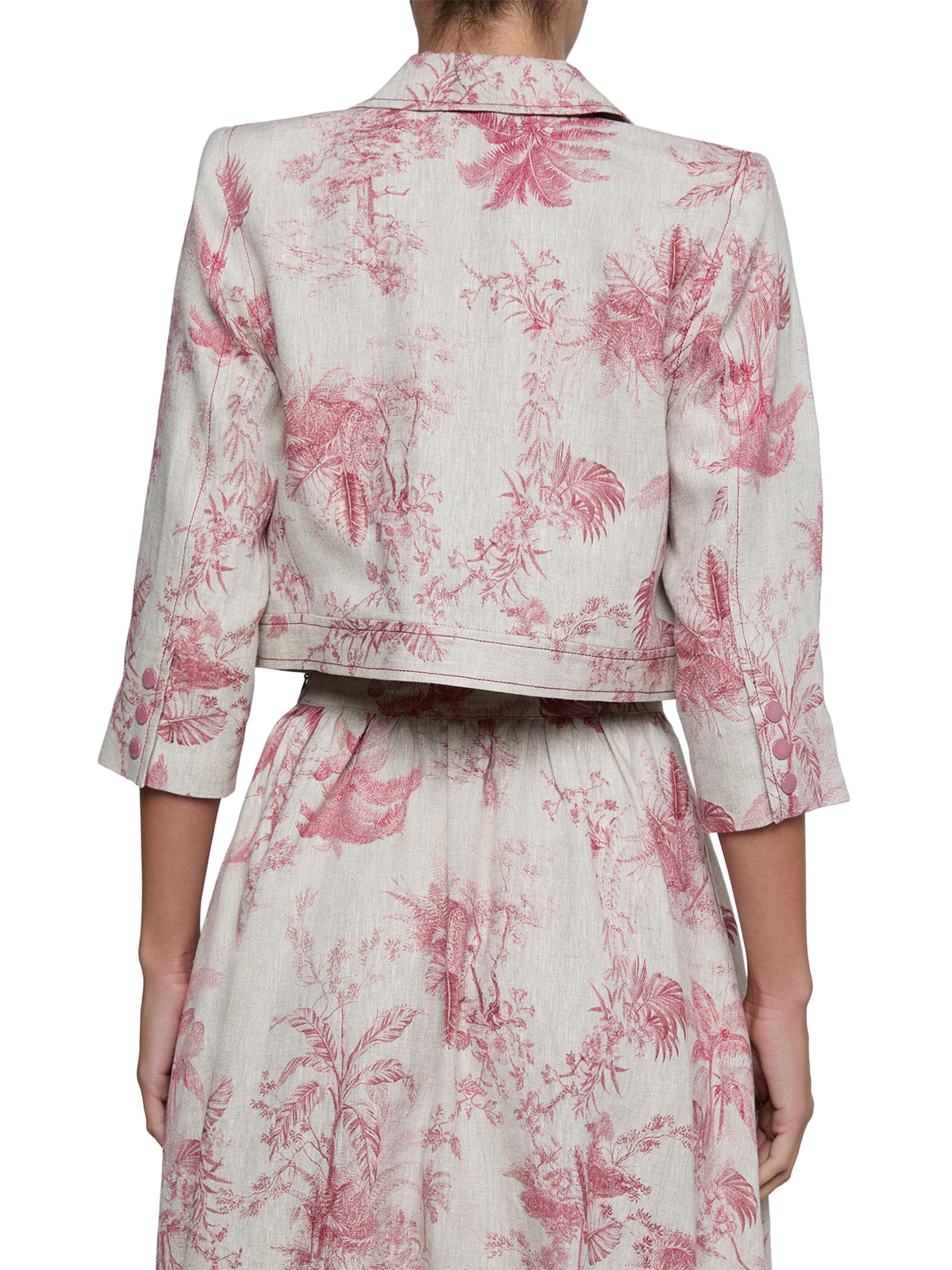 L'AGENCE Women's Eda Toile Linen Crop Jacket - Tan Textured Jungle | Thumbnail 5