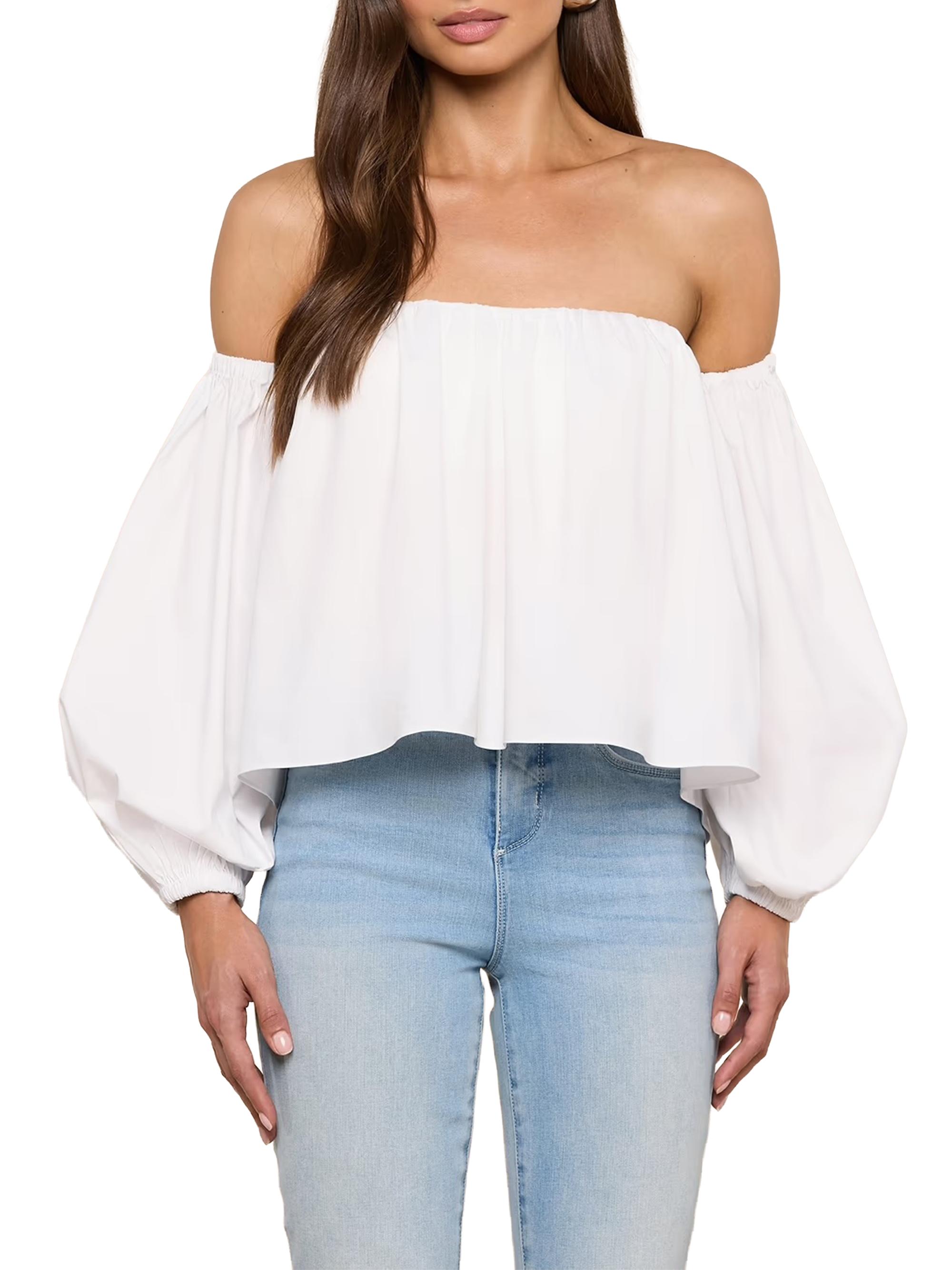 L'AGENCE Sarai Cotton-Blend Off-The-Shoulder Top | Saks Fifth Avenue