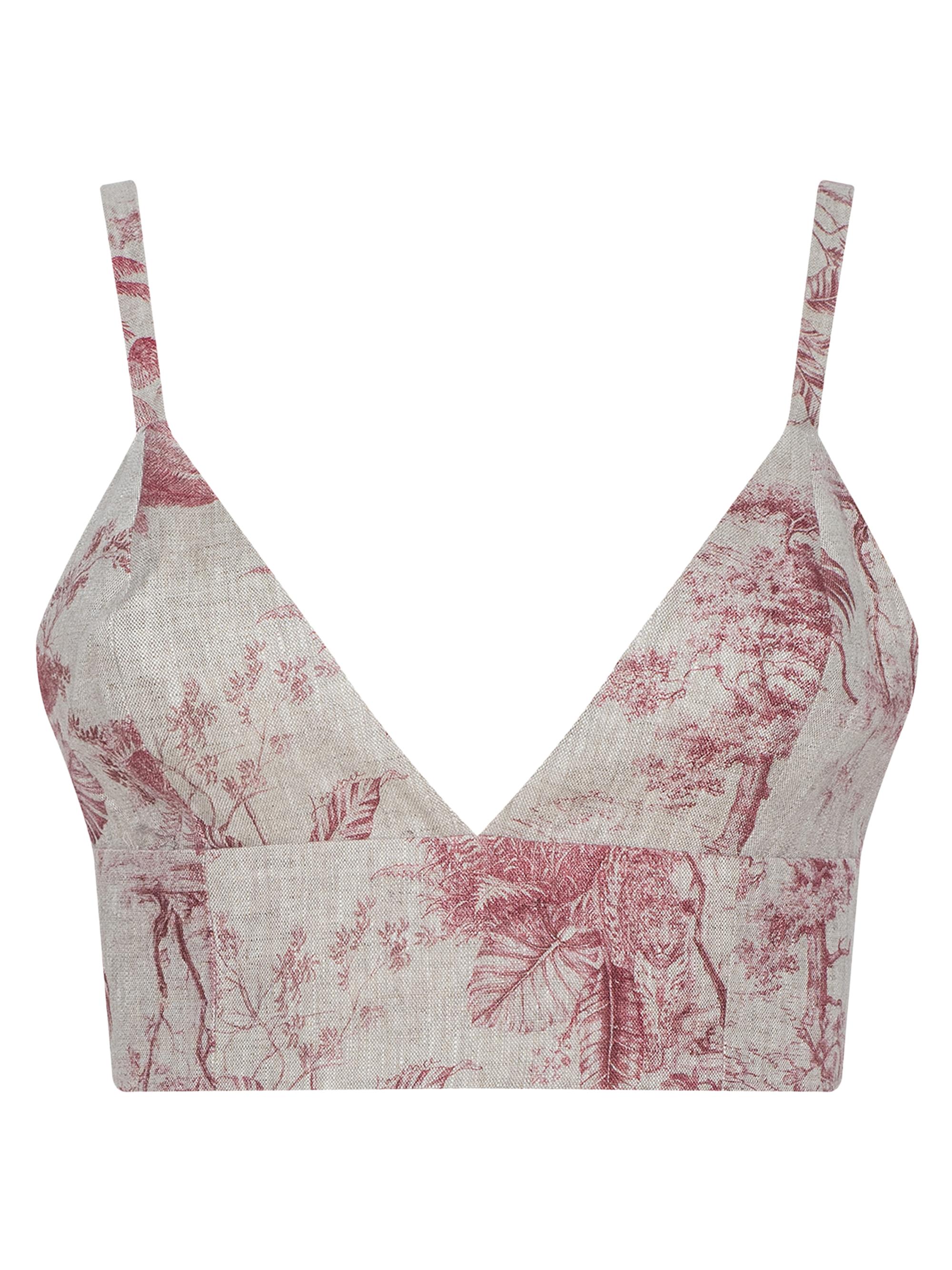 L'AGENCE Women's Kaori Tropical Toile Linen Bralette - Tan Textured Jungle