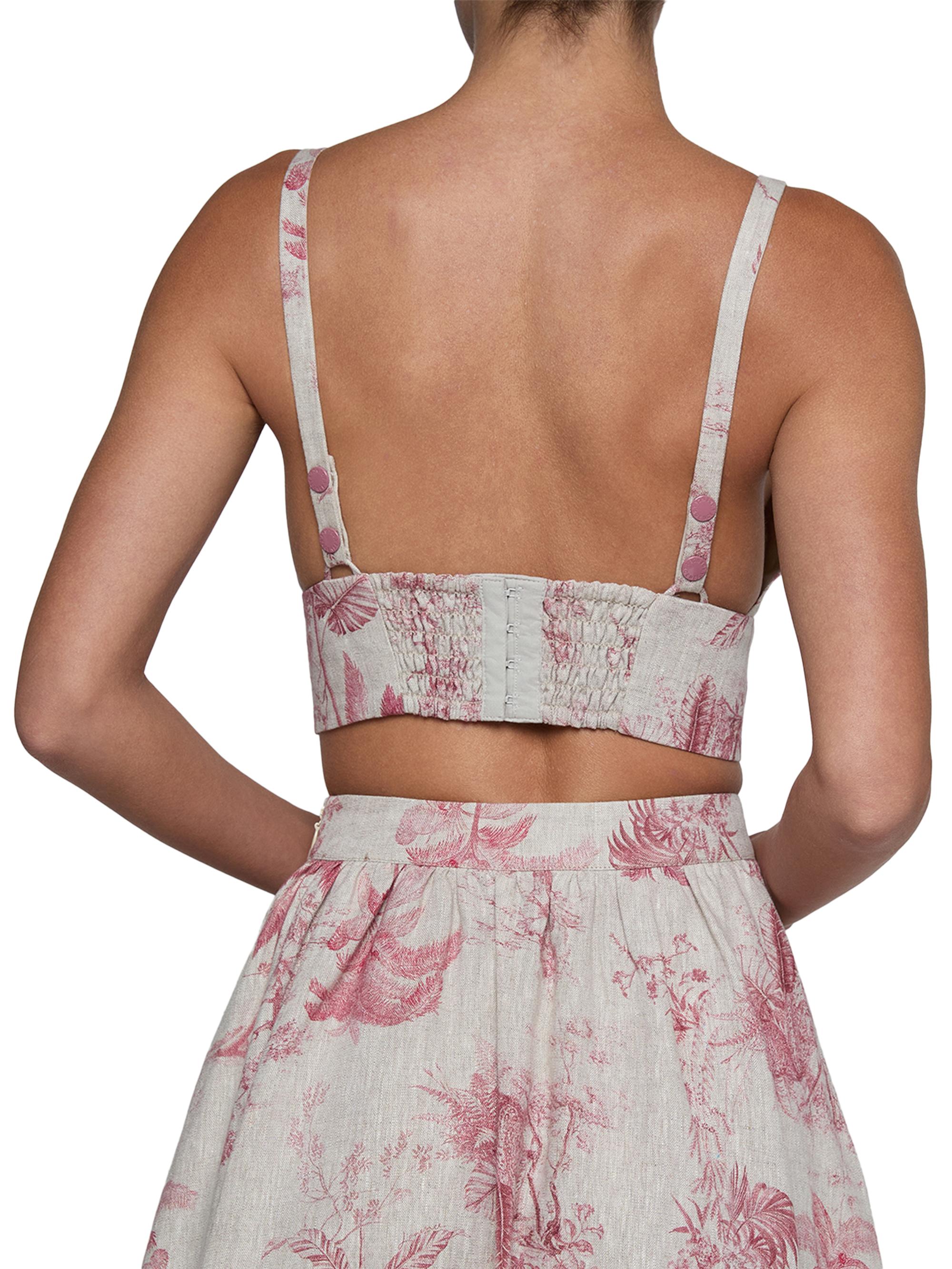 L'AGENCE Women's Kaori Tropical Toile Linen Bralette - Tan Textured Jungle | Thumbnail 5