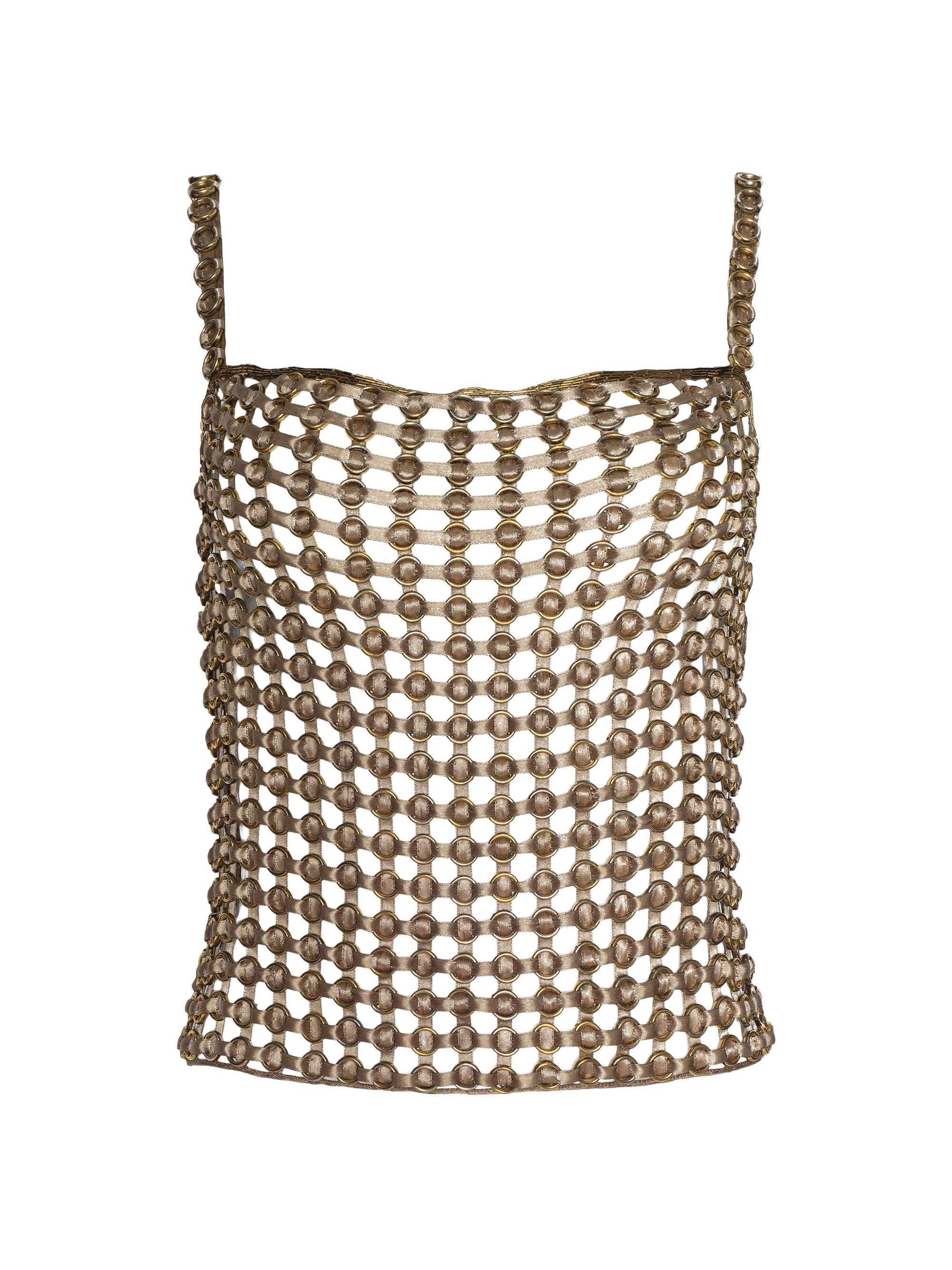 L'AGENCE Women's Joanette Ribbon & Ring Tank - Tan Ribbon Gold