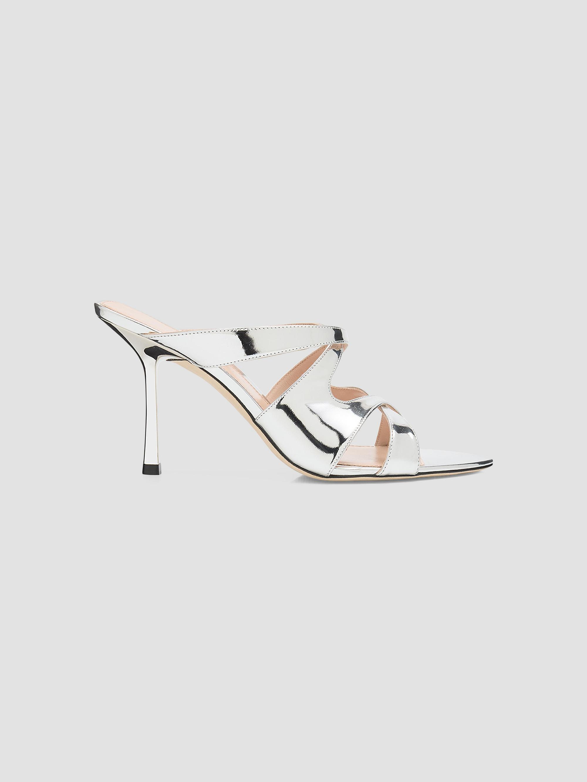 Stuart Weitzman Women's Rubie 85MM Patent Leather Sandals - Silver