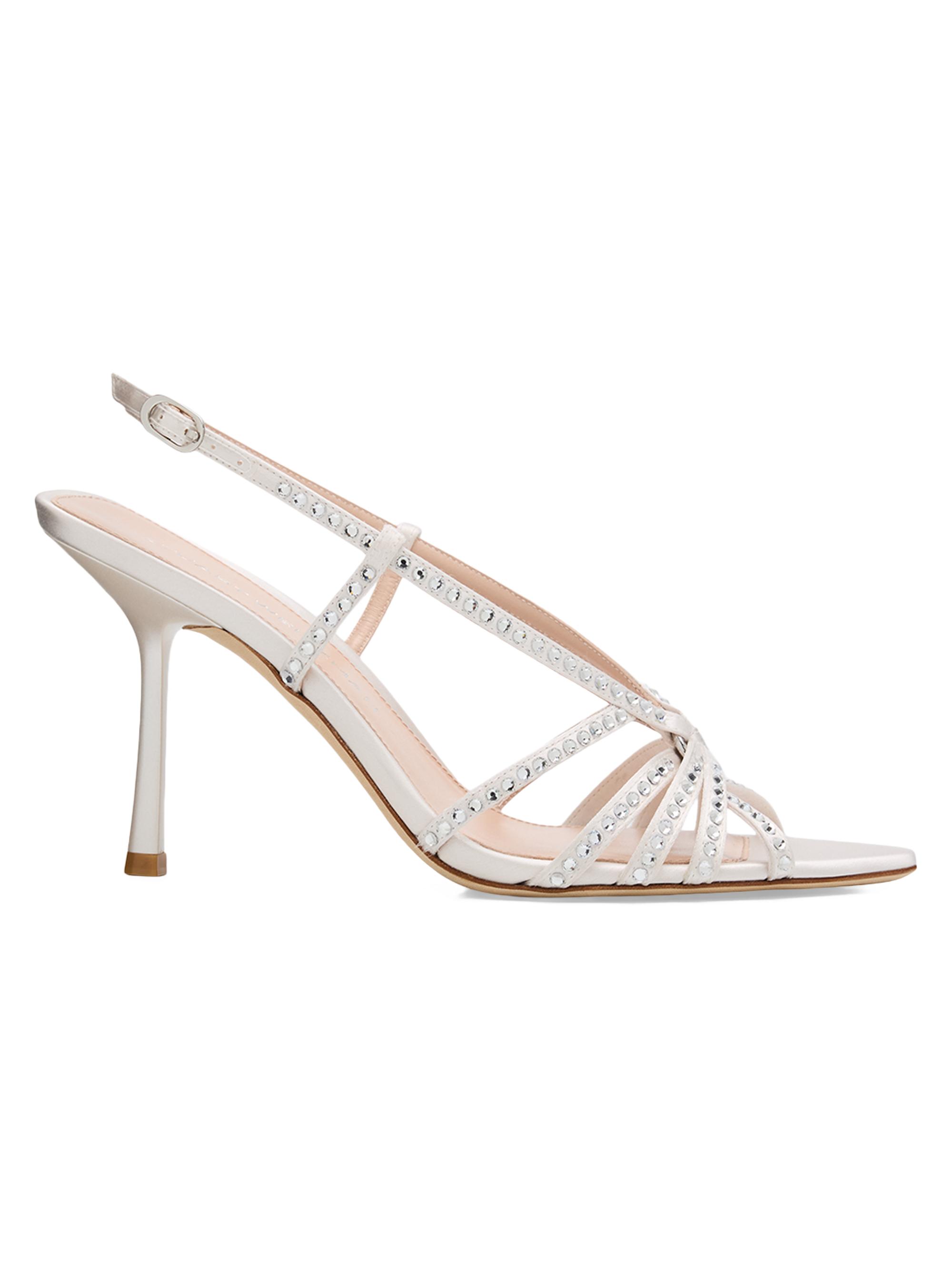 Stuart Weitzman Women's Carlyle 85MM Embellished Slingback Sandals - Cream