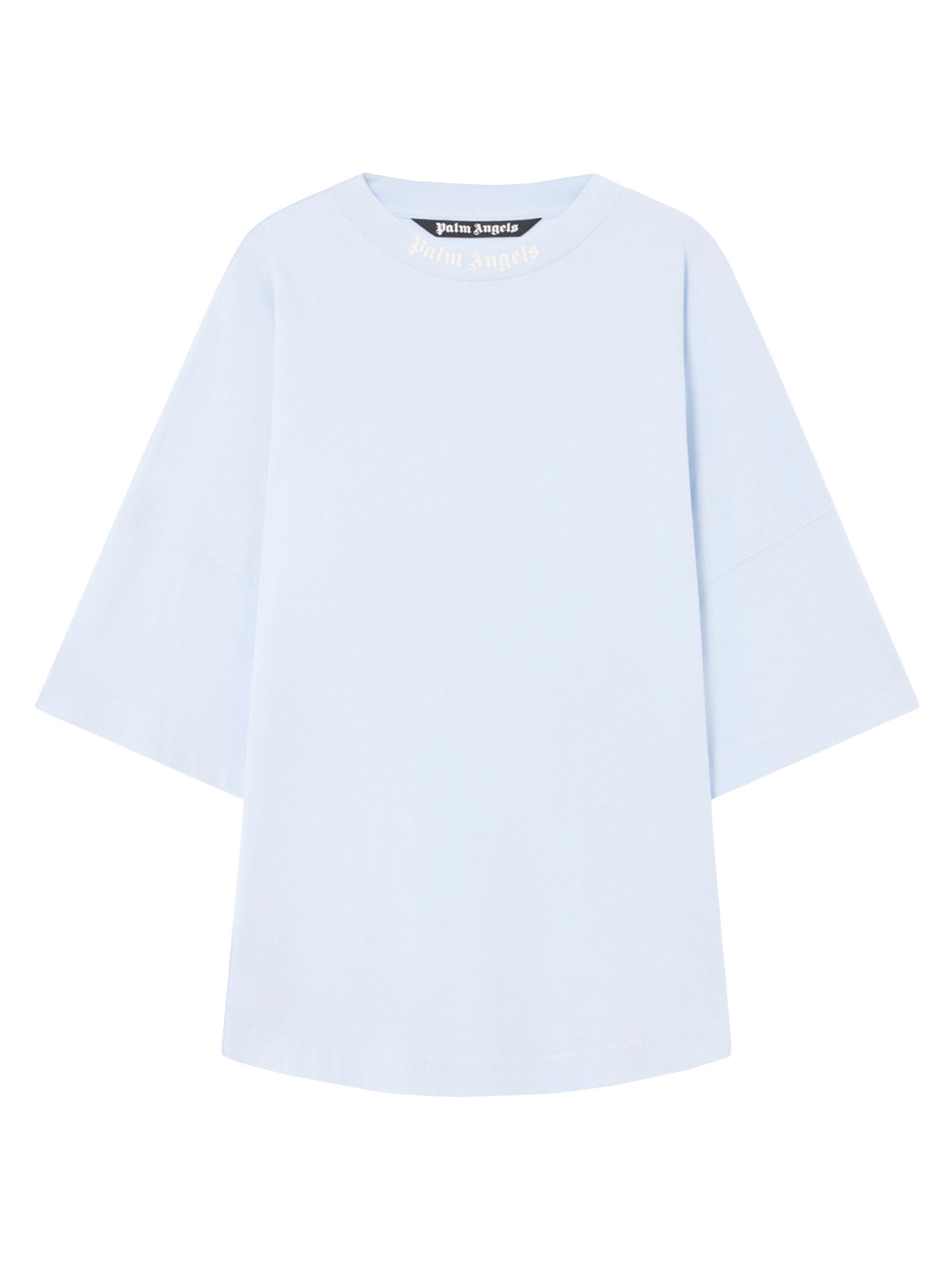 Palm Angels Men's Logo Cotton T-Shirt - Baby Blue Off White