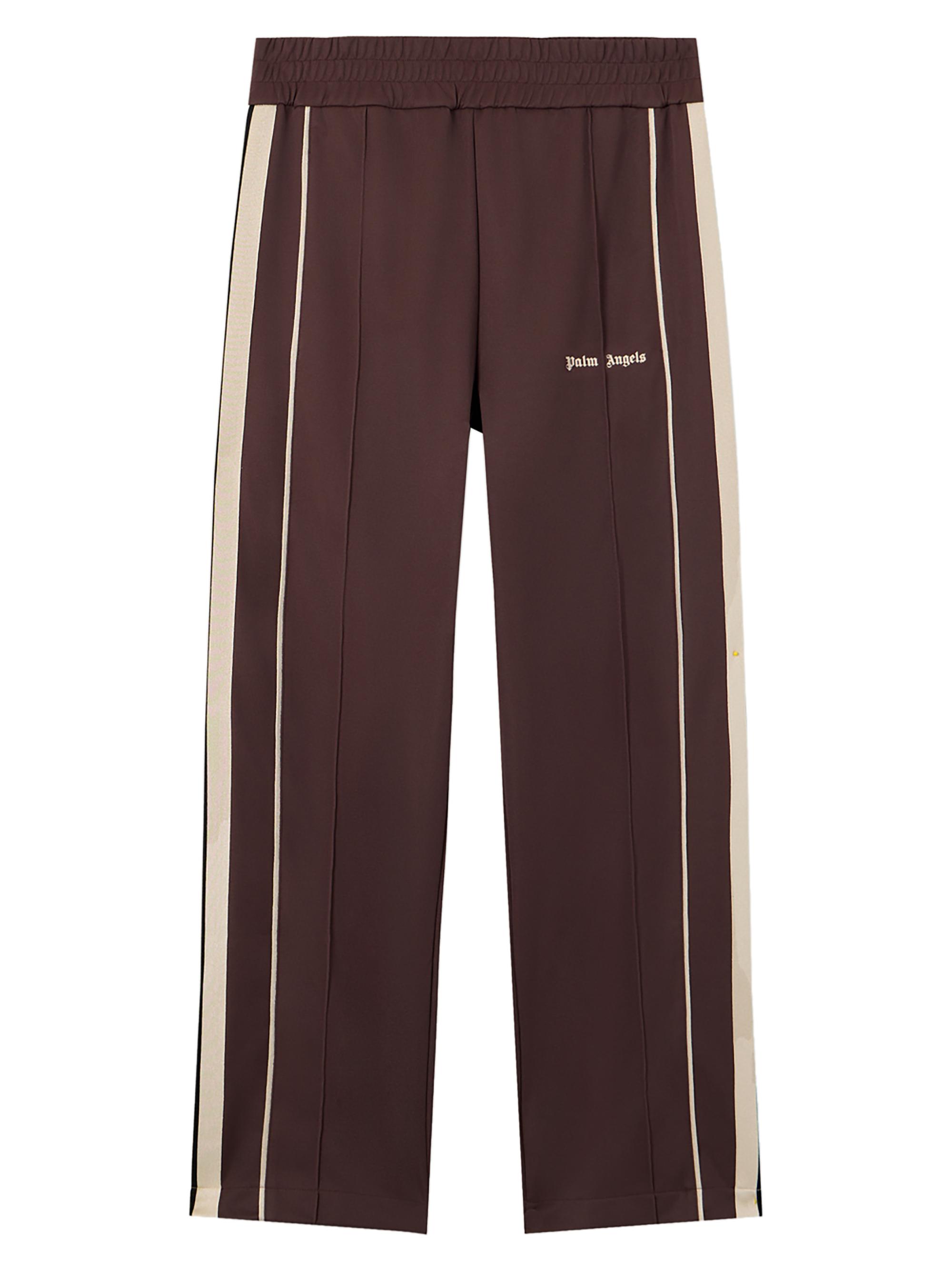 Palm Angels Men's Logo Striped Cotton-Blend Track Pants - Brown Off White