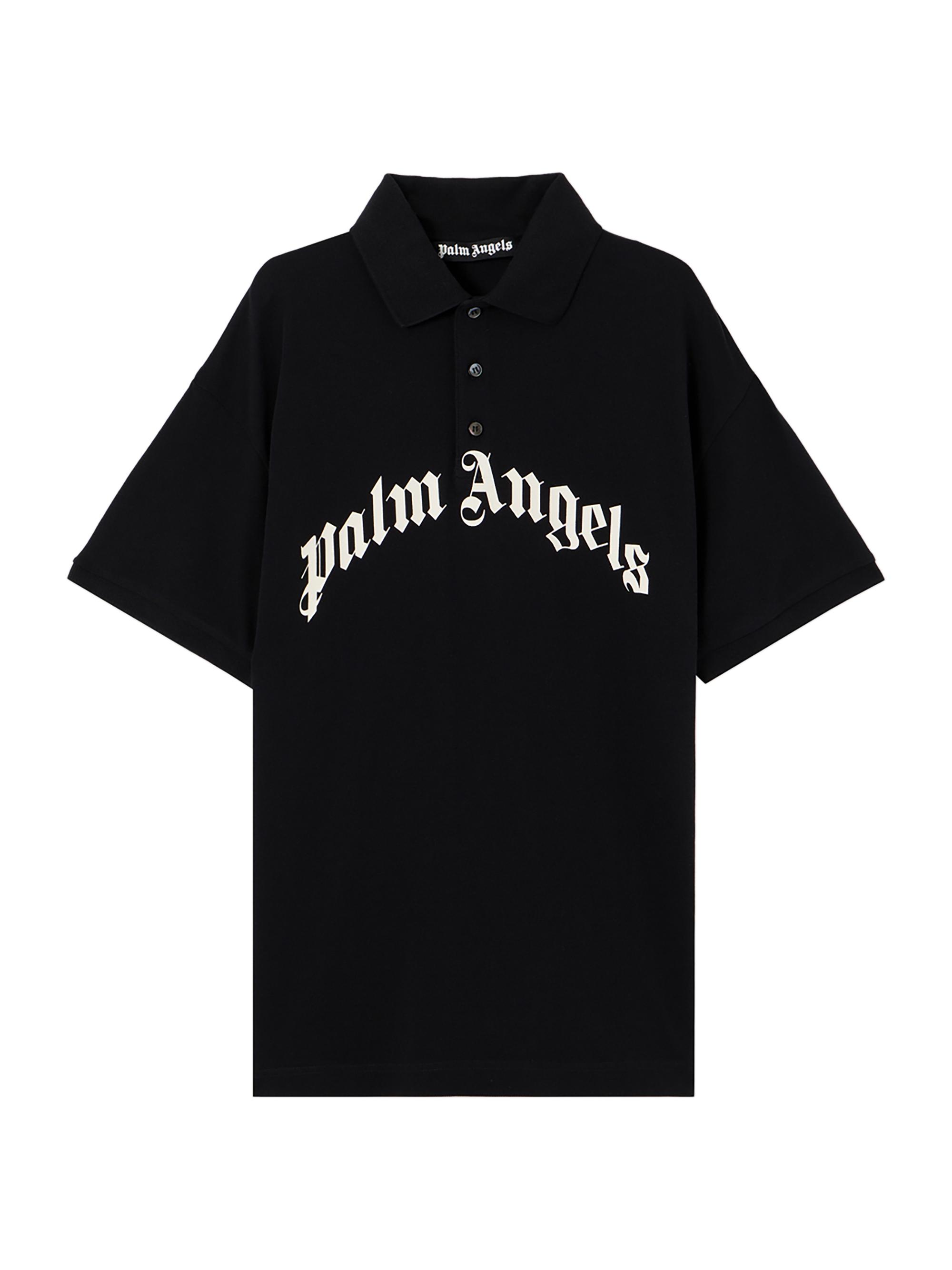Palm Angels Men's Logo Cotton Polo Shirt - Black Off White