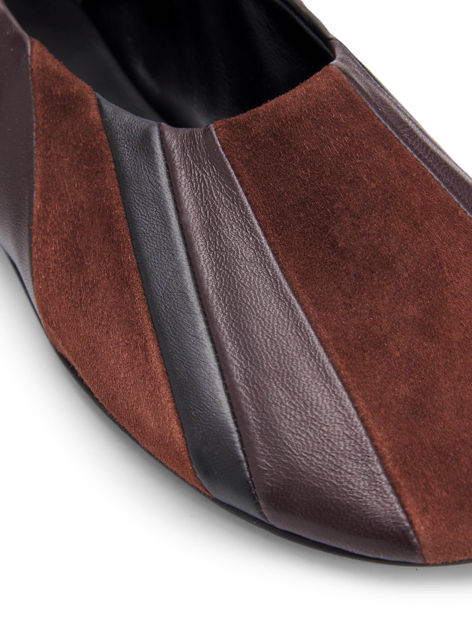 Proenza Schouler Women's Glove Pieced Leather & Suede Slippers - Black Espresso Multi | Thumbnail 6