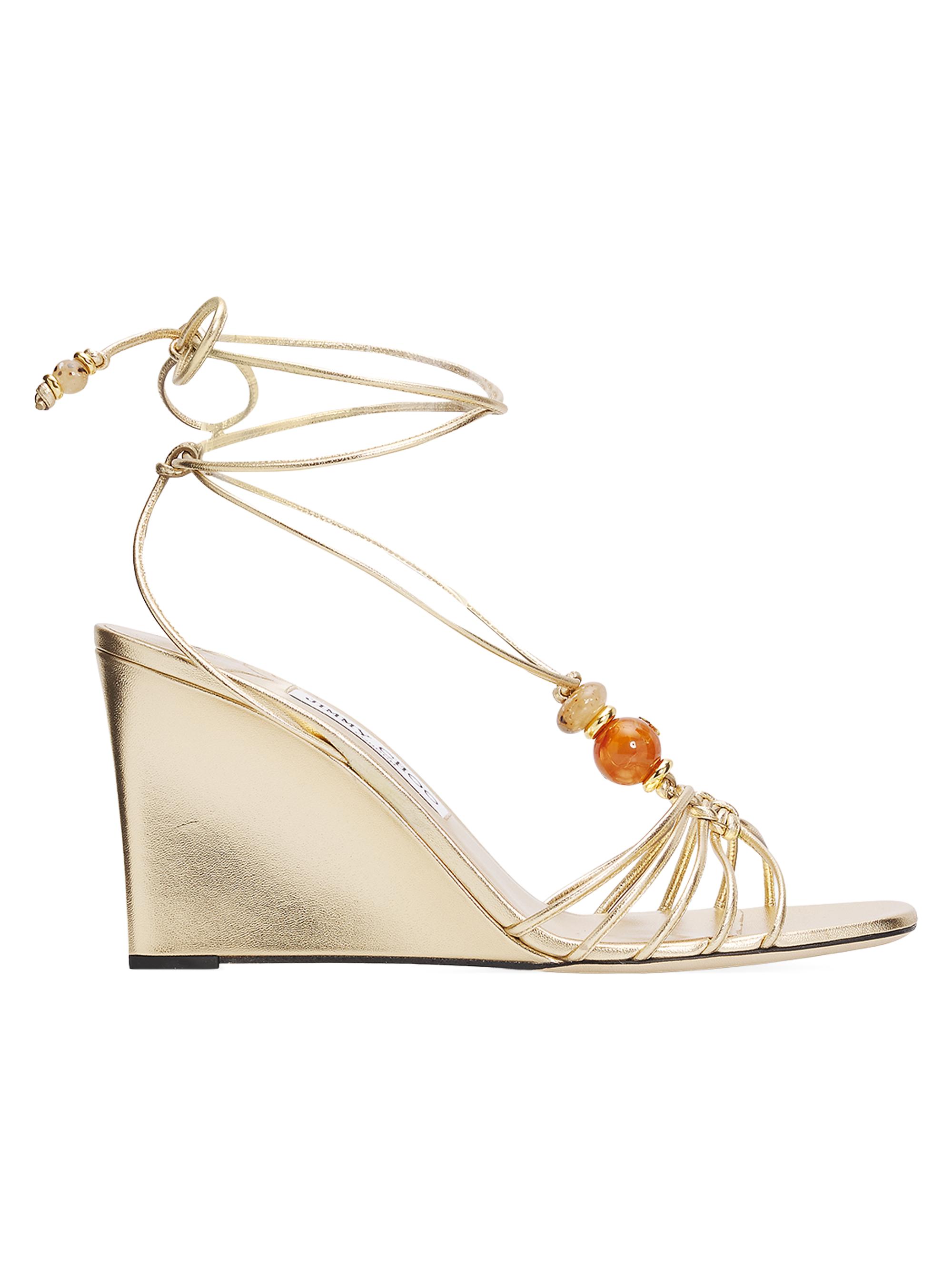 Jimmy Choo Women's Lova 85MM Leather Ankle-Wrap Sandals - Gold