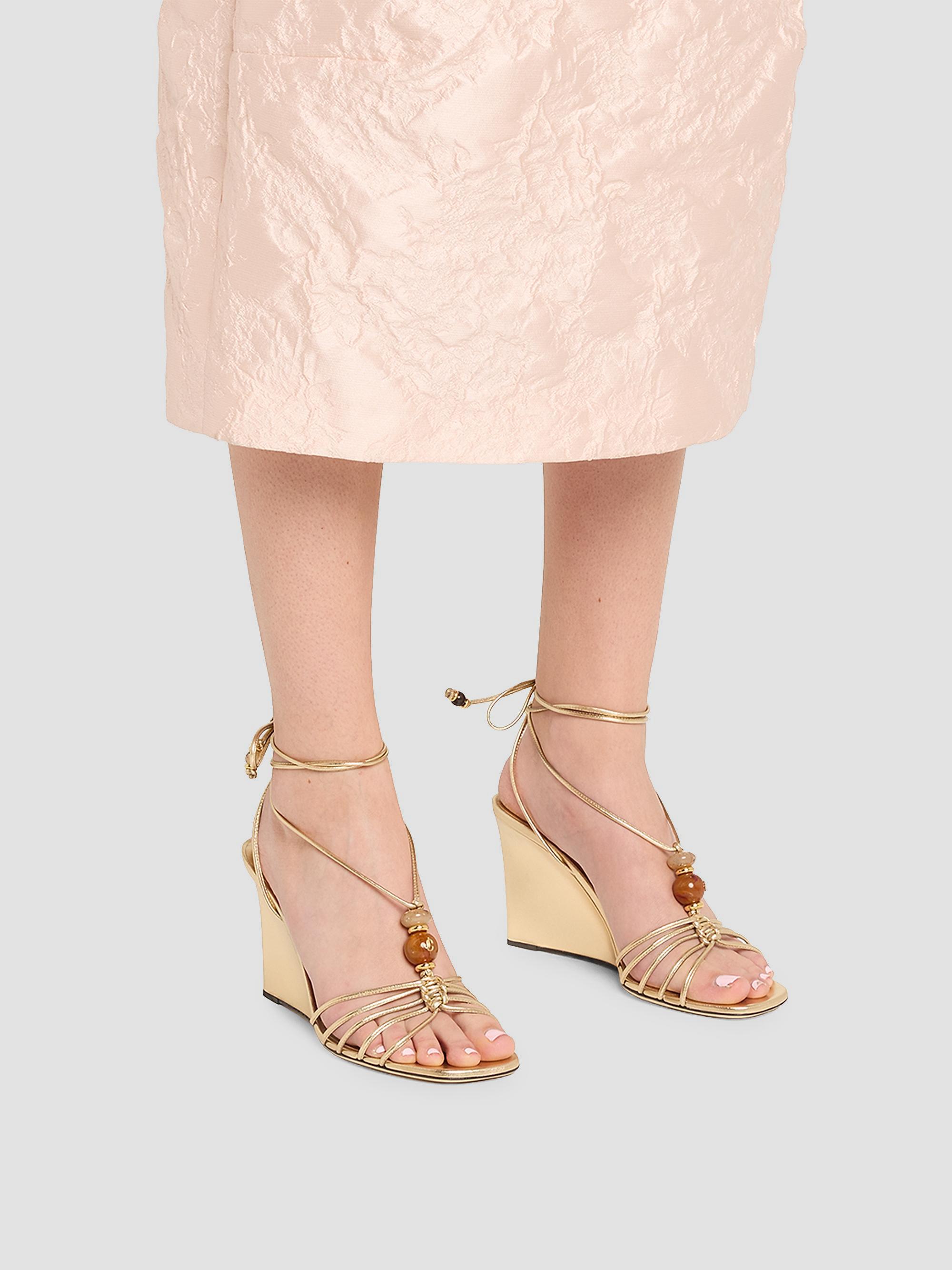 Jimmy Choo Women's Lova 85MM Leather Ankle-Wrap Sandals - Gold | Thumbnail 2