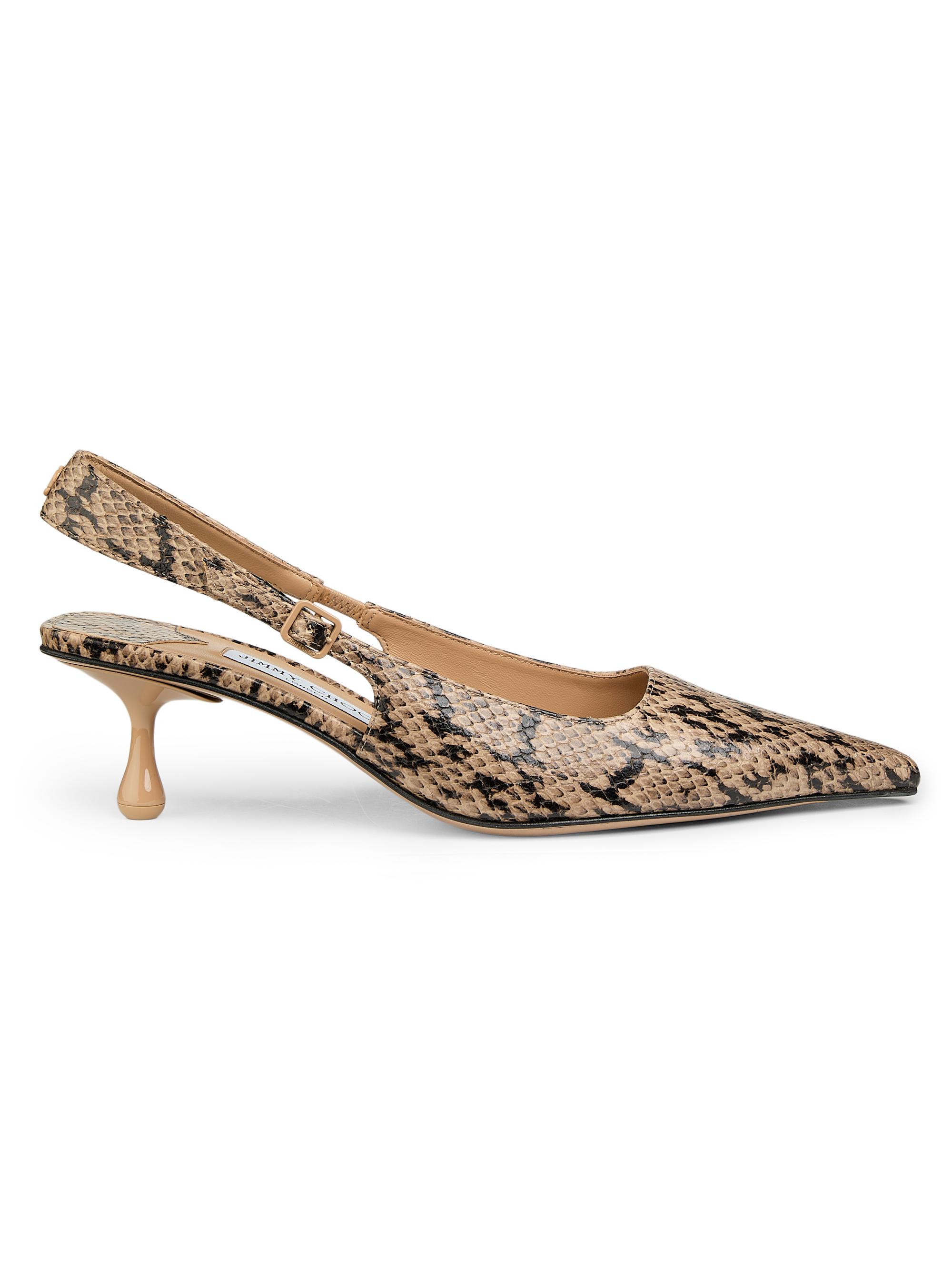 Jimmy Choo Women's Amel 50MM Snakeskin-Print Leather Slingback Pumps - Chai