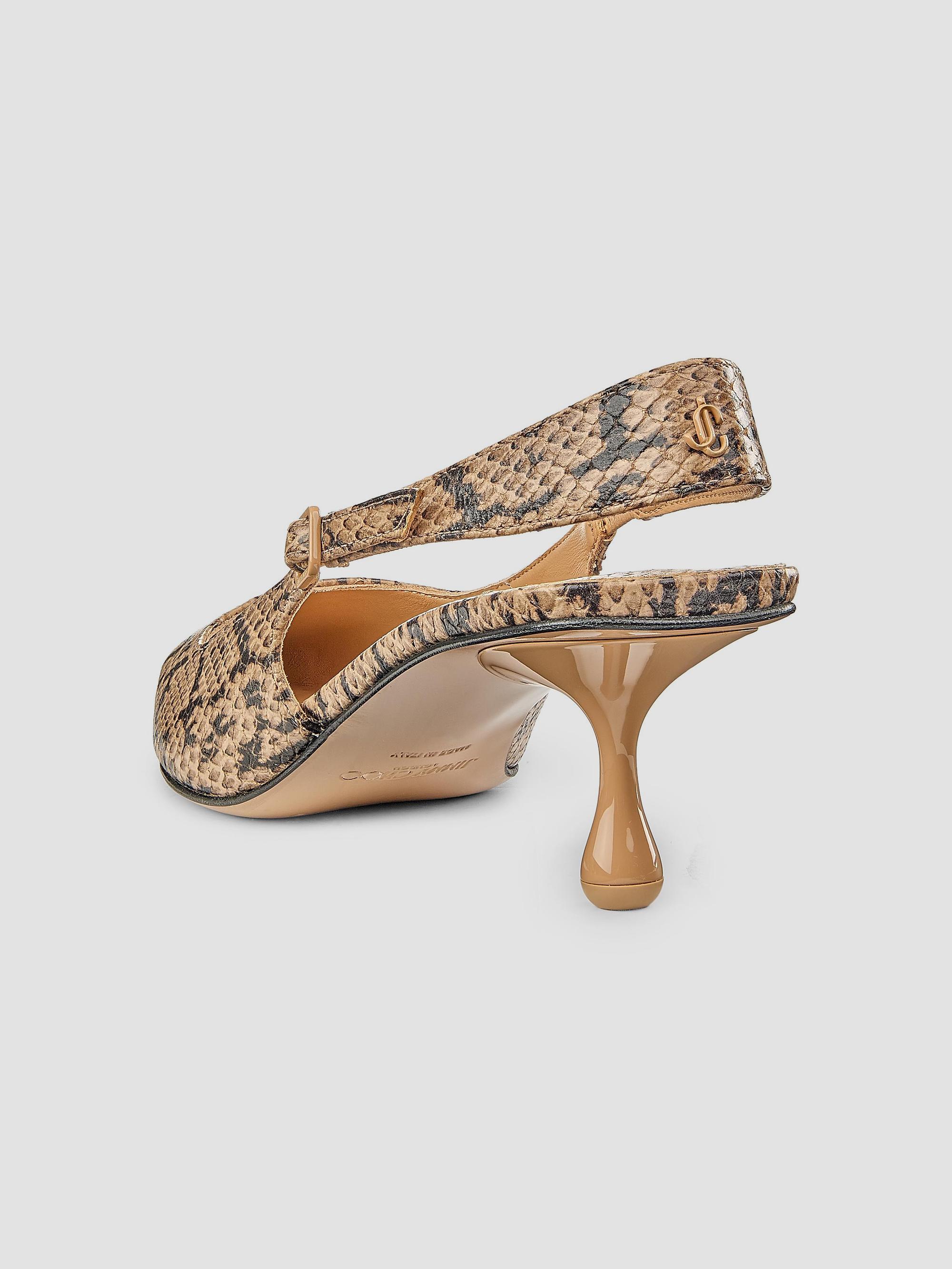 Jimmy Choo Women's Amel 50MM Snakeskin-Print Leather Slingback Pumps - Chai | Thumbnail 3