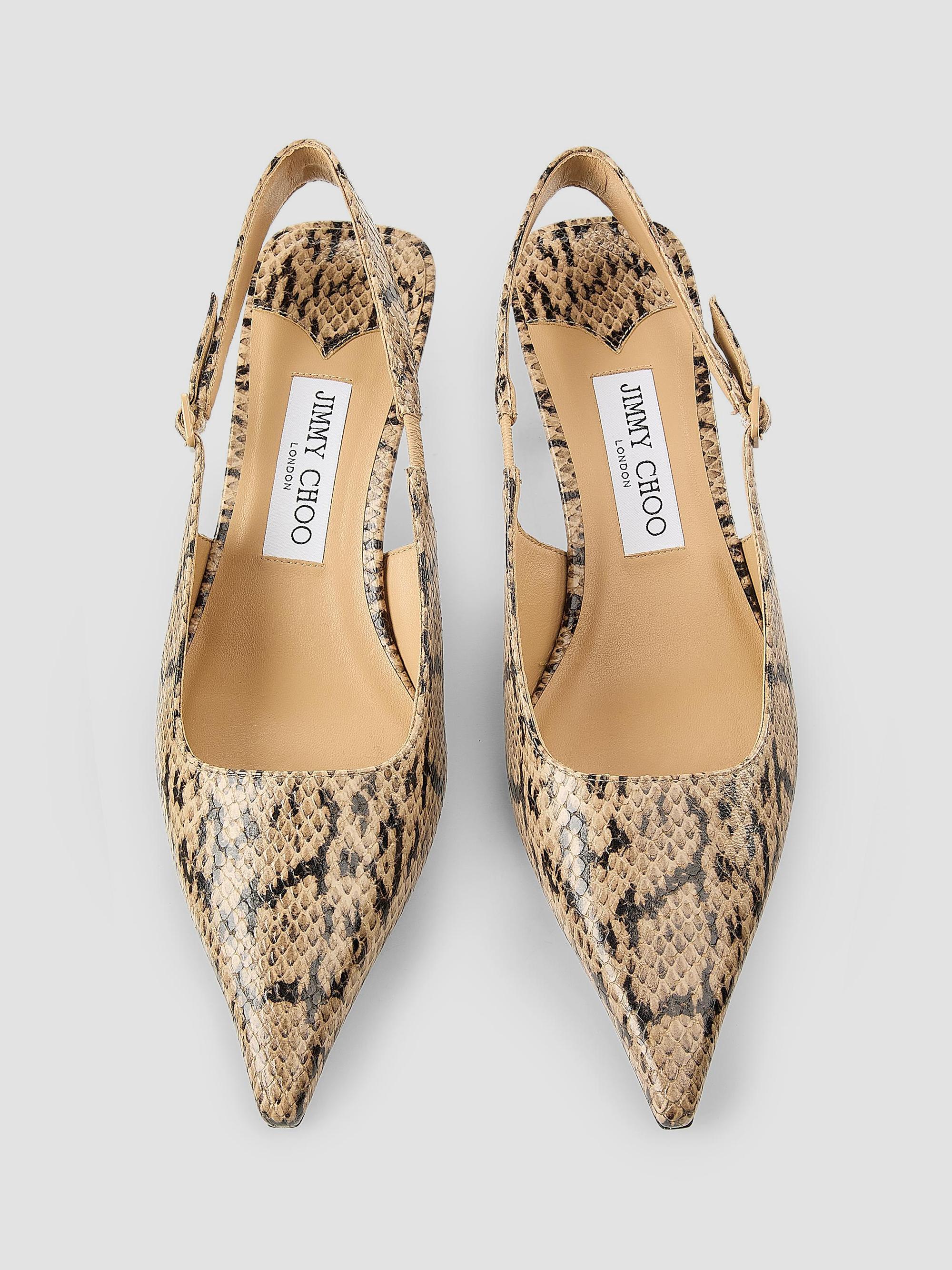Jimmy Choo Women's Amel 50MM Snakeskin-Print Leather Slingback Pumps - Chai | Thumbnail 4