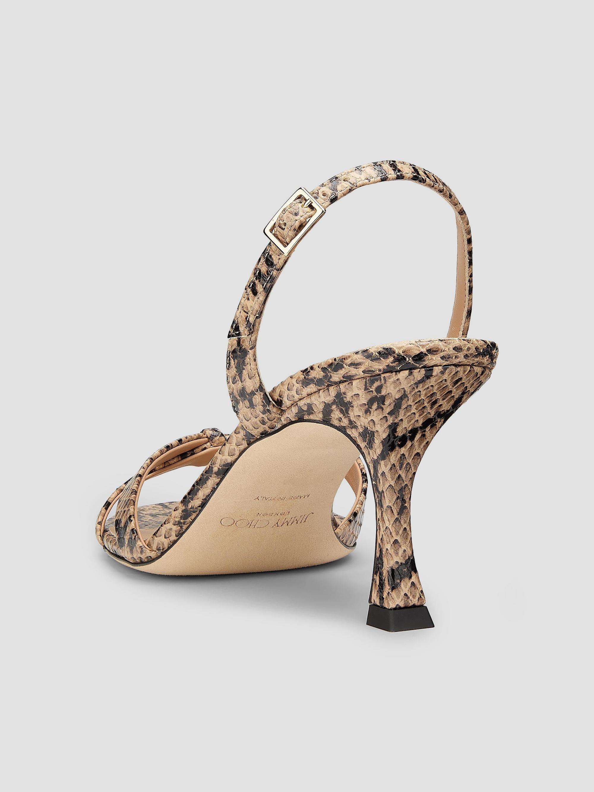 Jimmy Choo Women's Elsy 70MM Snake-Printed Leather Sandals - Chai | Thumbnail 3