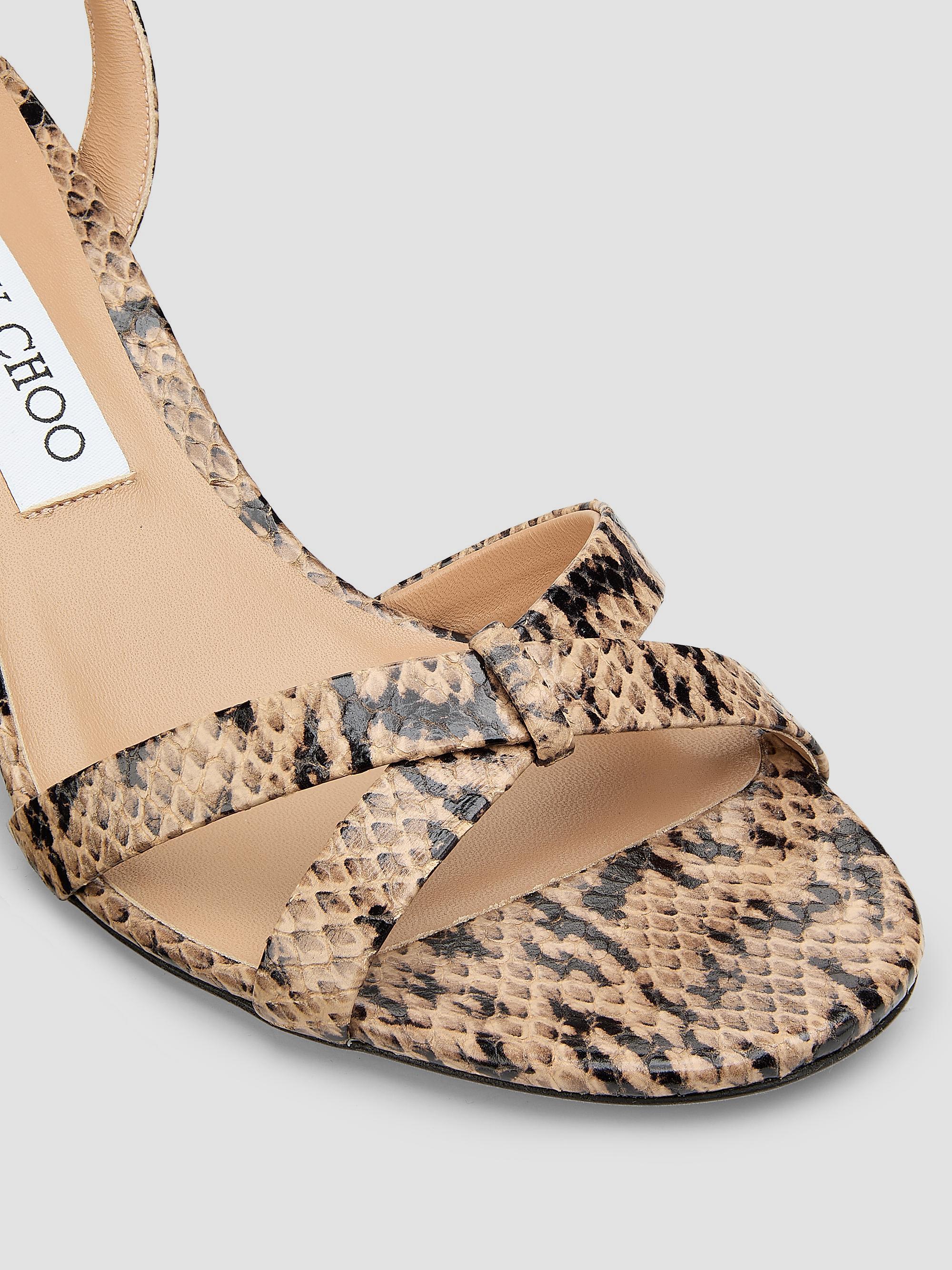 Jimmy Choo Women's Elsy 70MM Snake-Printed Leather Sandals - Chai | Thumbnail 6