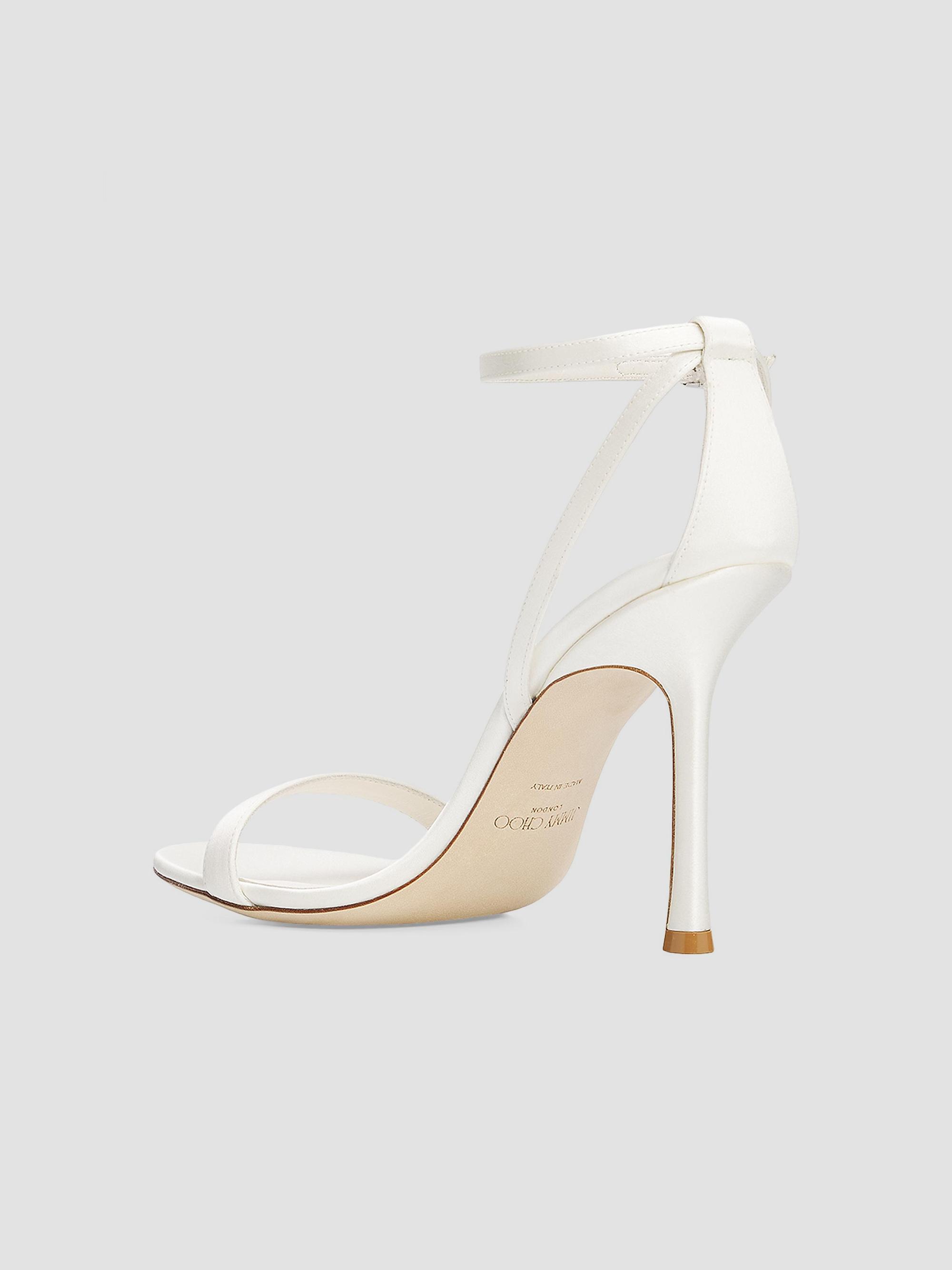 Jimmy Choo Women's Moza 100MM Crystal-Buckle Satin Sandals - | Thumbnail 3